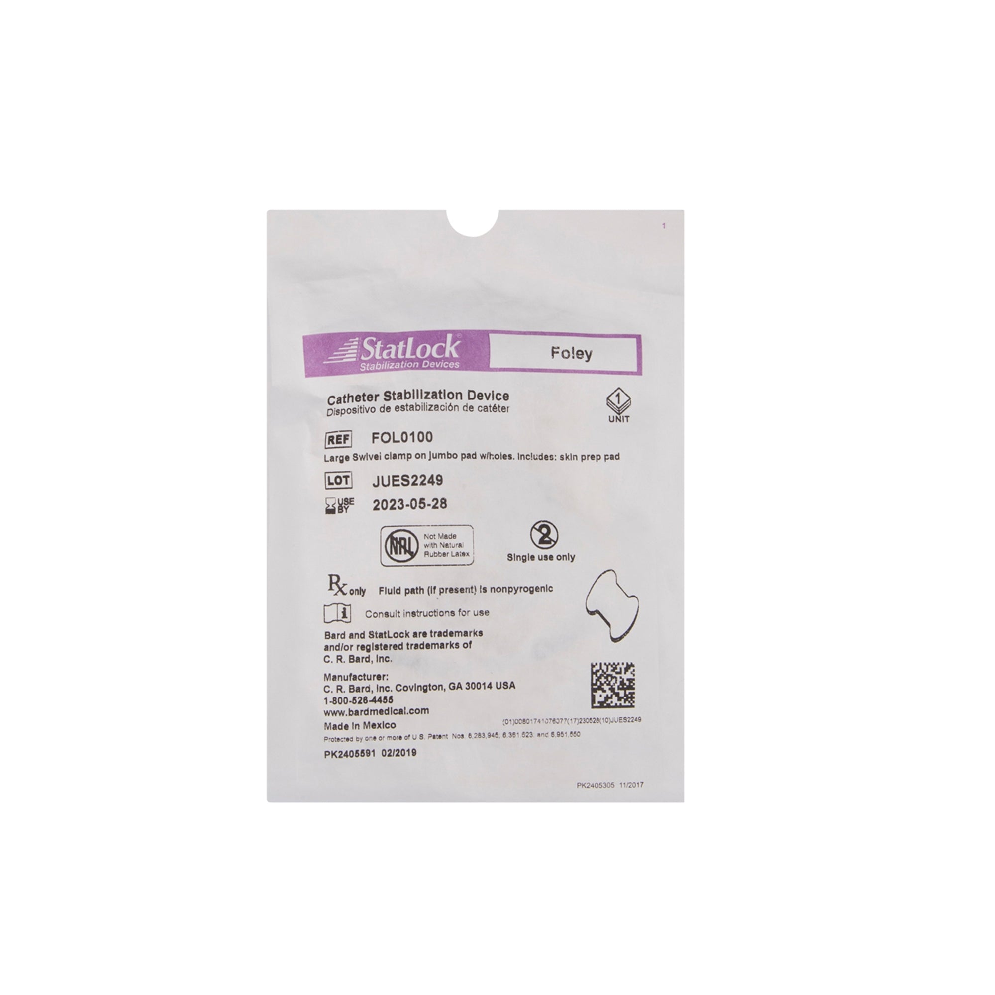 Foley Catheter Secure Statlock, Packaging Type- Box