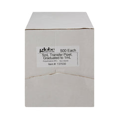 Globe Scientific Transfer Pipette 5 mL 0.25 mL Graduation Increments NonSterile, Packaging Type- Box