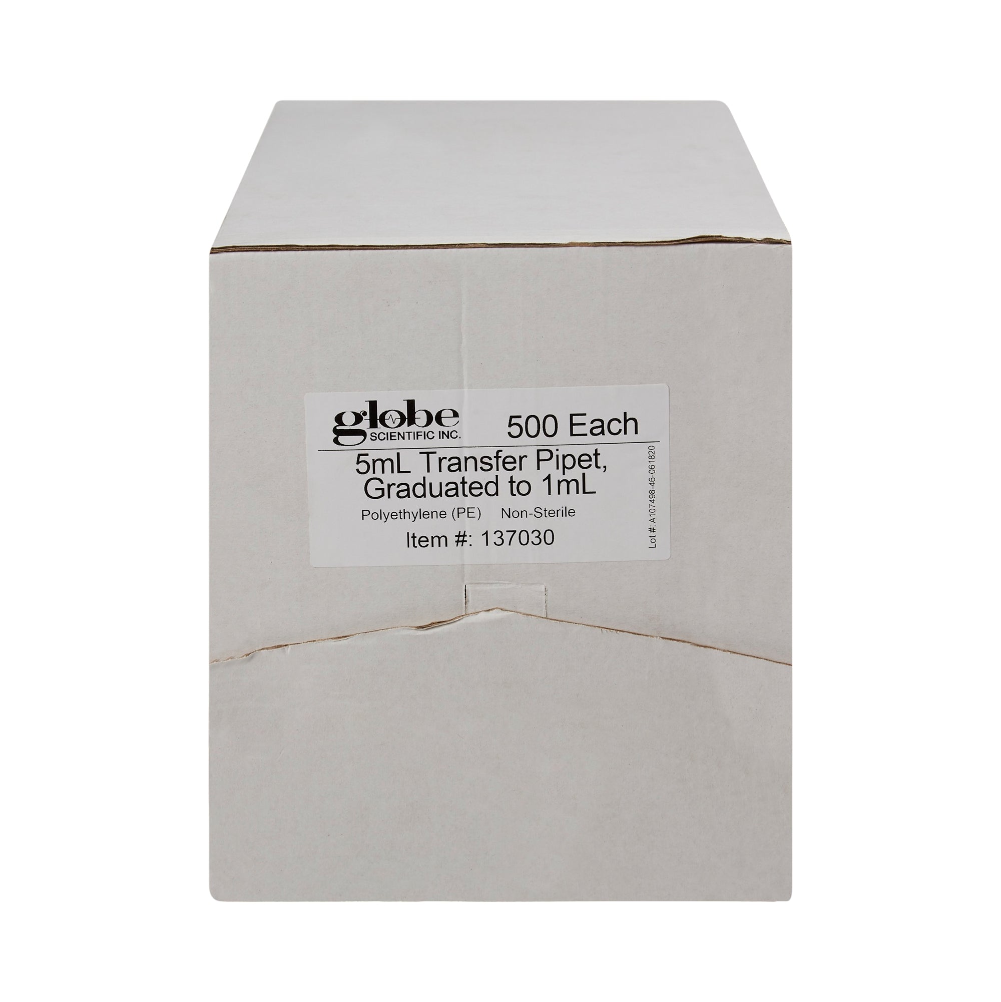 Globe Scientific Transfer Pipette 5 mL 0.25 mL Graduation Increments NonSterile, Packaging Type- Box