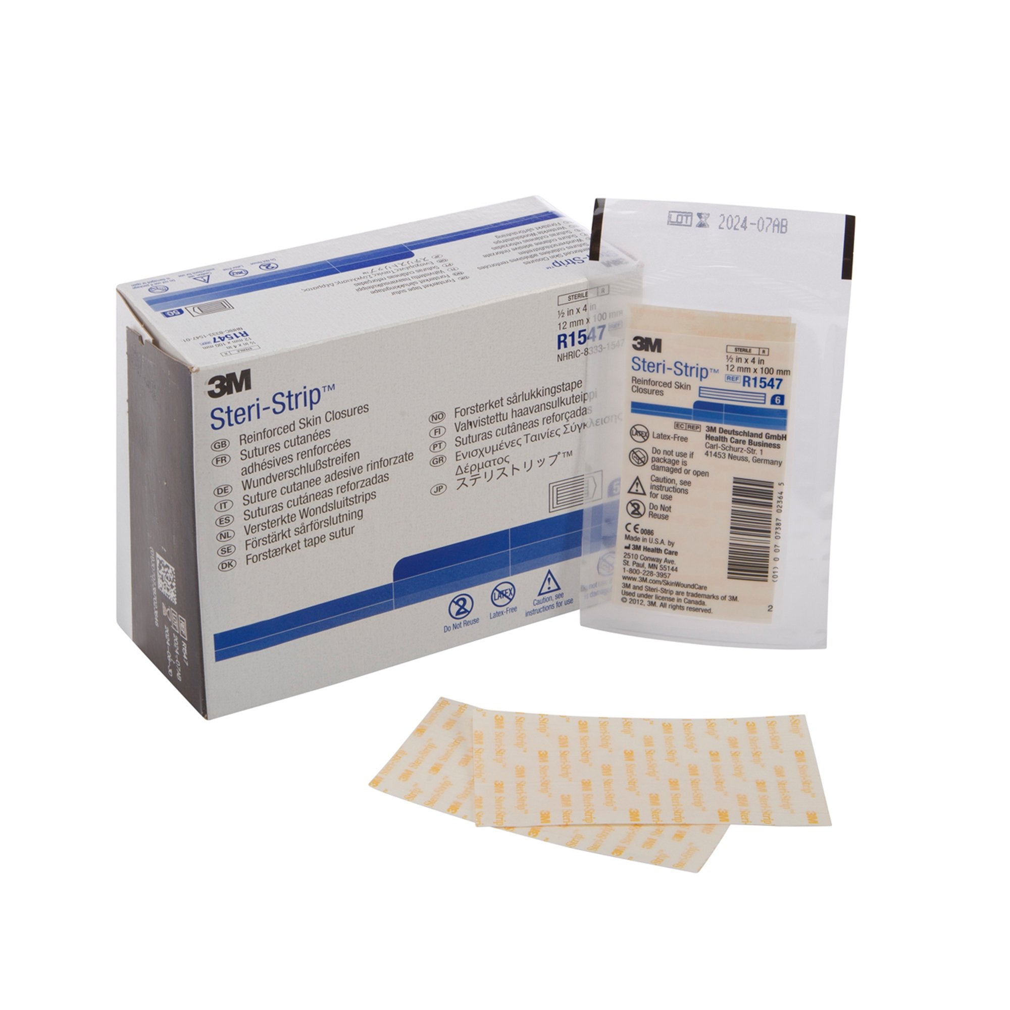 Skin Closure Strip Steri-Strip 1/2 X 4 Inch Nonwoven Material Reinforced Strip White, Packaging Type- Box