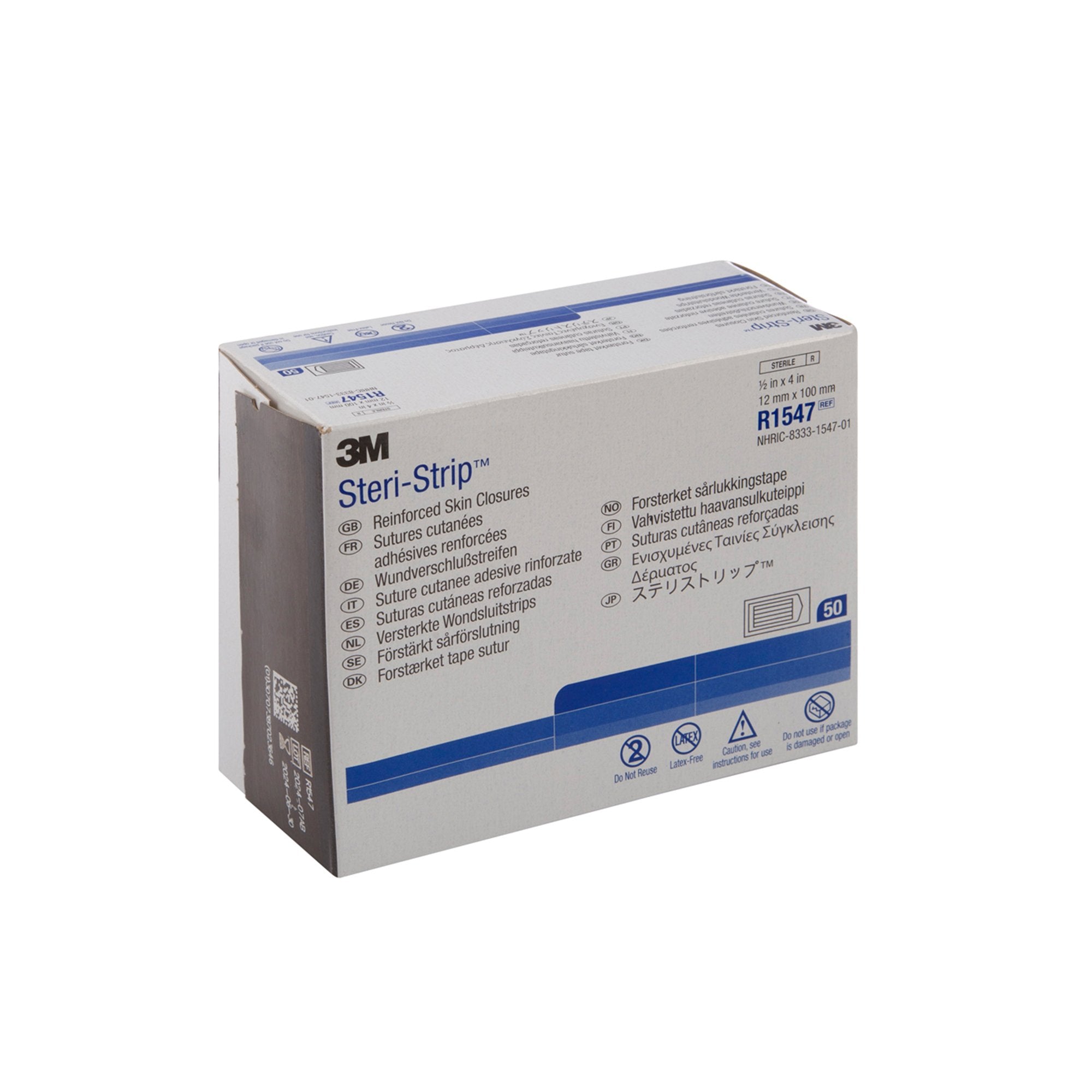 Skin Closure Strip Steri-Strip 1/2 X 4 Inch Nonwoven Material Reinforced Strip White, Packaging Type- Box
