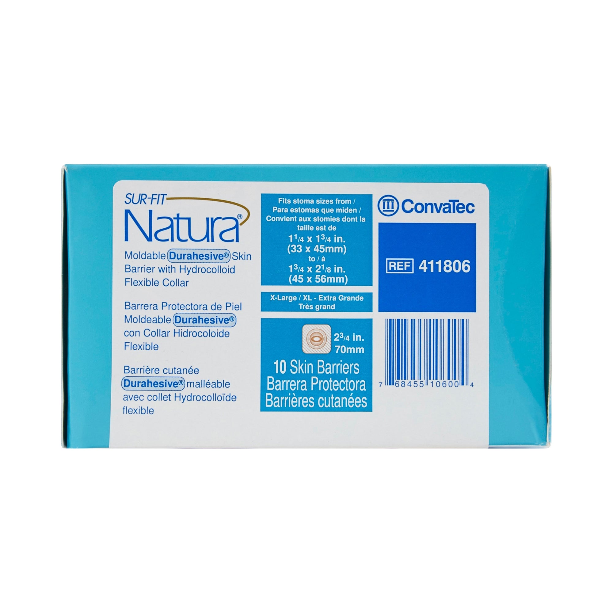 Ostomy Barrier Sur-Fit Natura Durahesive Moldable, Extended Wear Durahesive Adhesive 70 mm Flange Sur-Fit Natura System Hydrocolloid 1-3/4 to 2-1/8 Inch Opening | 10/Box