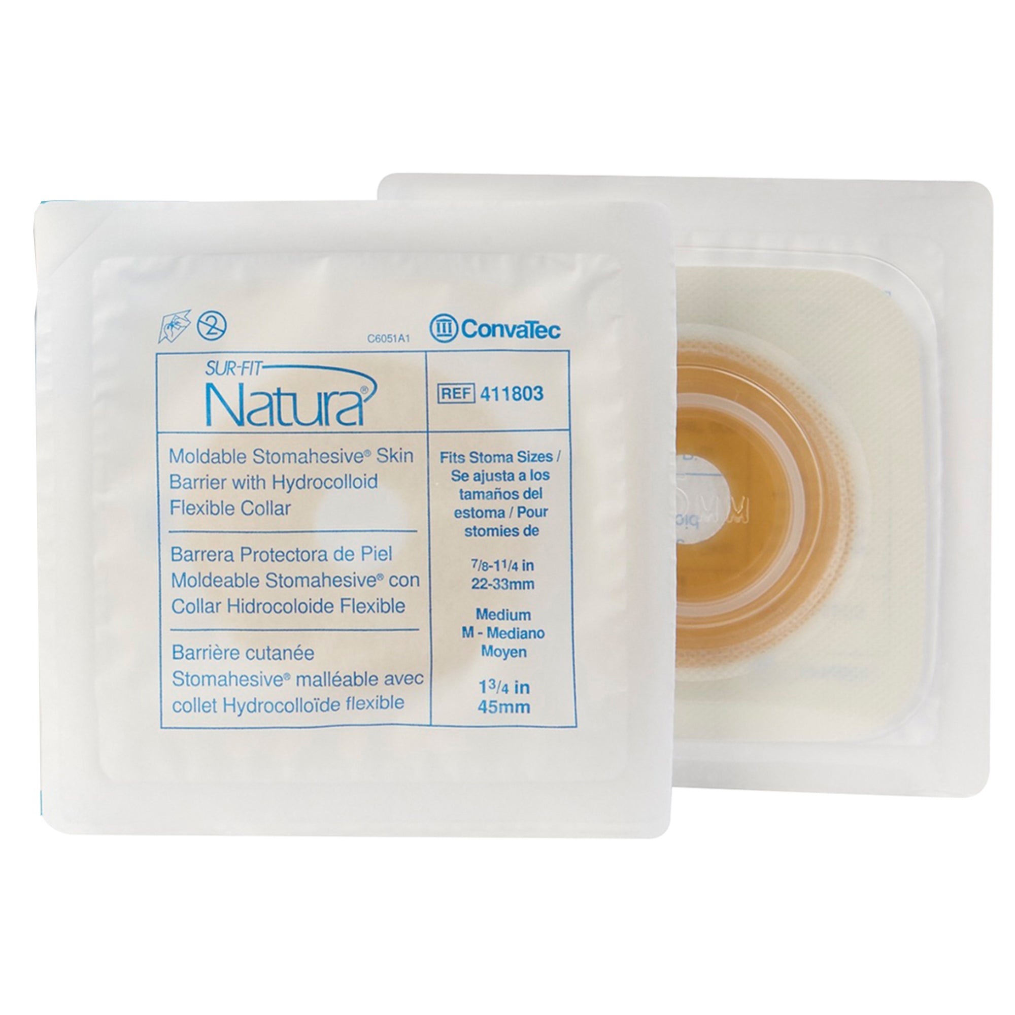 Ostomy Barrier Sur-Fit Natura Stomahesive Moldable, Standard Wear Without Tape 45 mm Flange Sur-Fit Natura System Hydrocolloid 7/8 to 1-1/4 Inch Opening | BOX