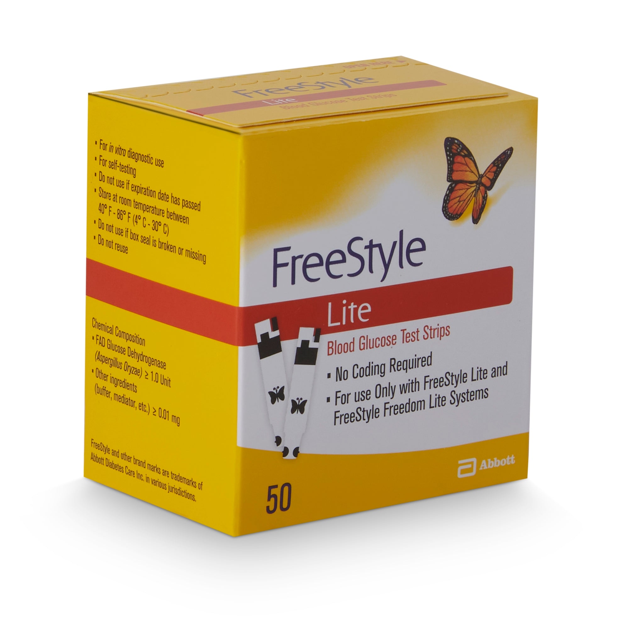 Blood Glucose Test Strips FreeStyle Lite 50 Strips per Pack, Packaging Type- Box