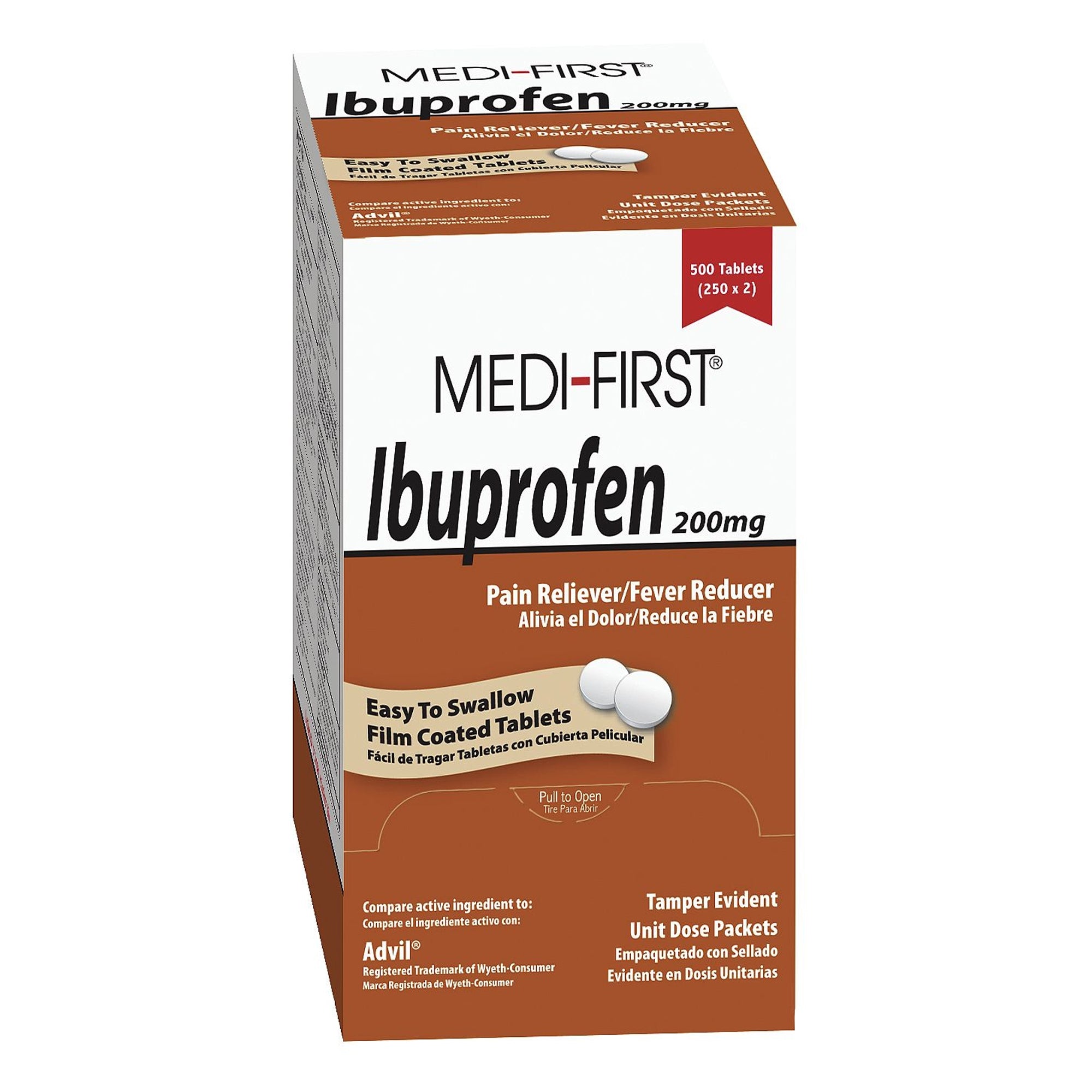Pain Relief Medi-First 200 mg Strength Ibuprofen Tablet 250 per Box, Packaging Type- Box