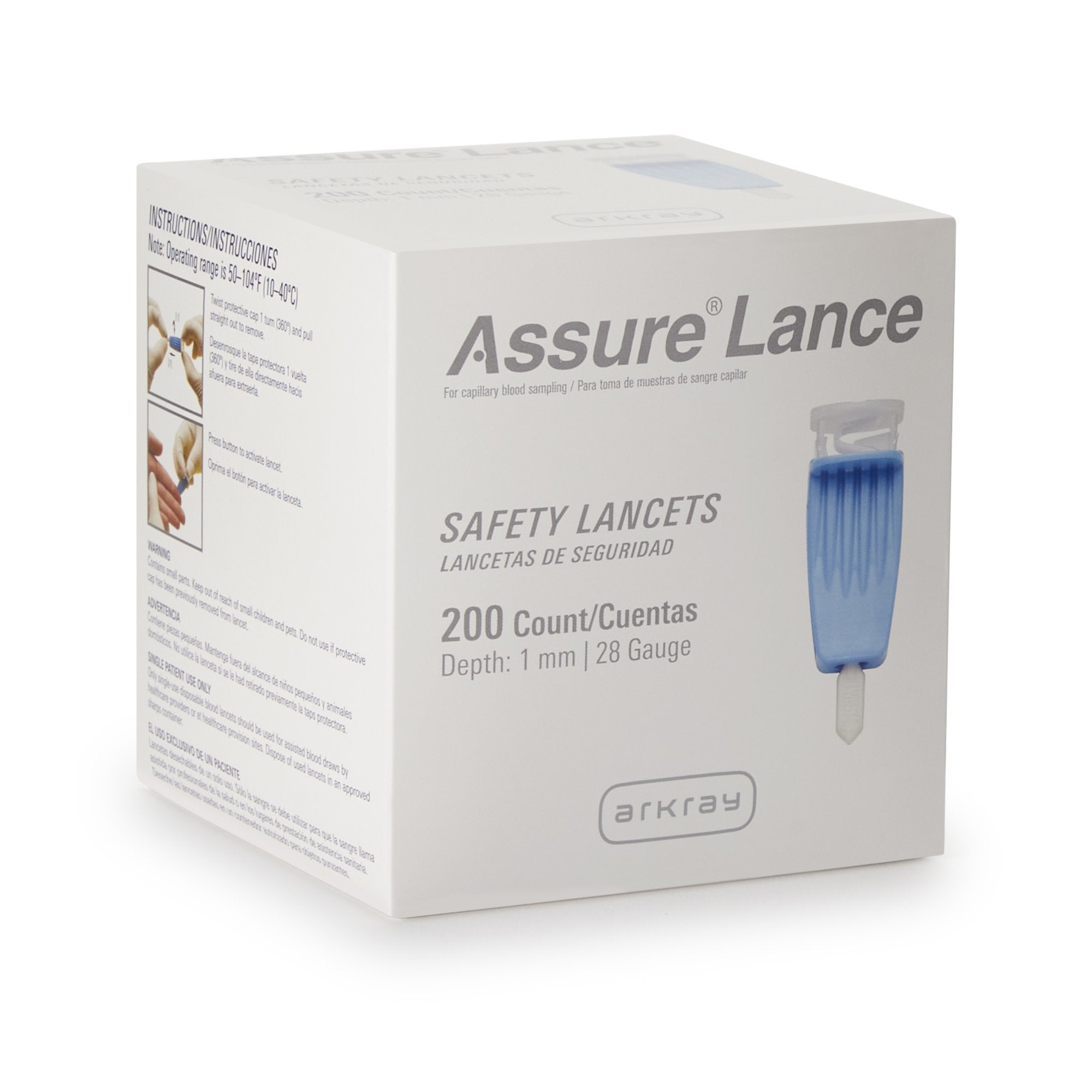 Safety Lancet Assure 28 Gauge Protective Safety Cap Push Button Activation Finger, Packaging Type- Box