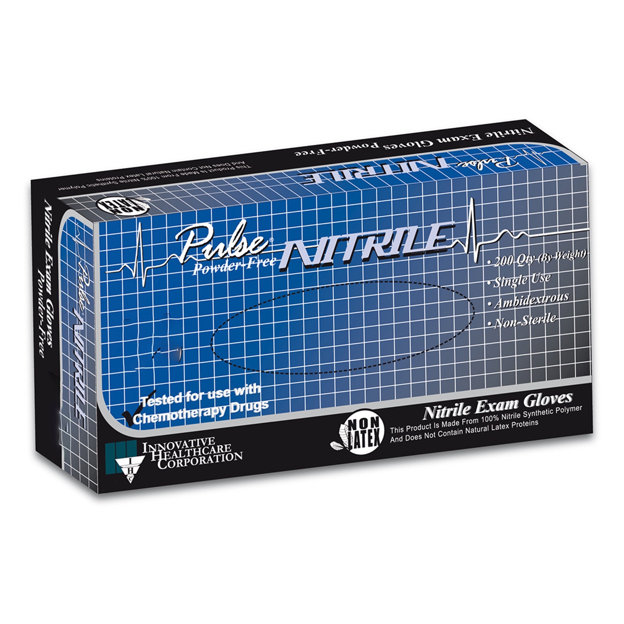 Exam Glove Pulse Nitrile 2X-Large NonSterile Nitrile Standard Cuff Length Textured Fingertips Aqua Blue Chemo Tested | 180/Box