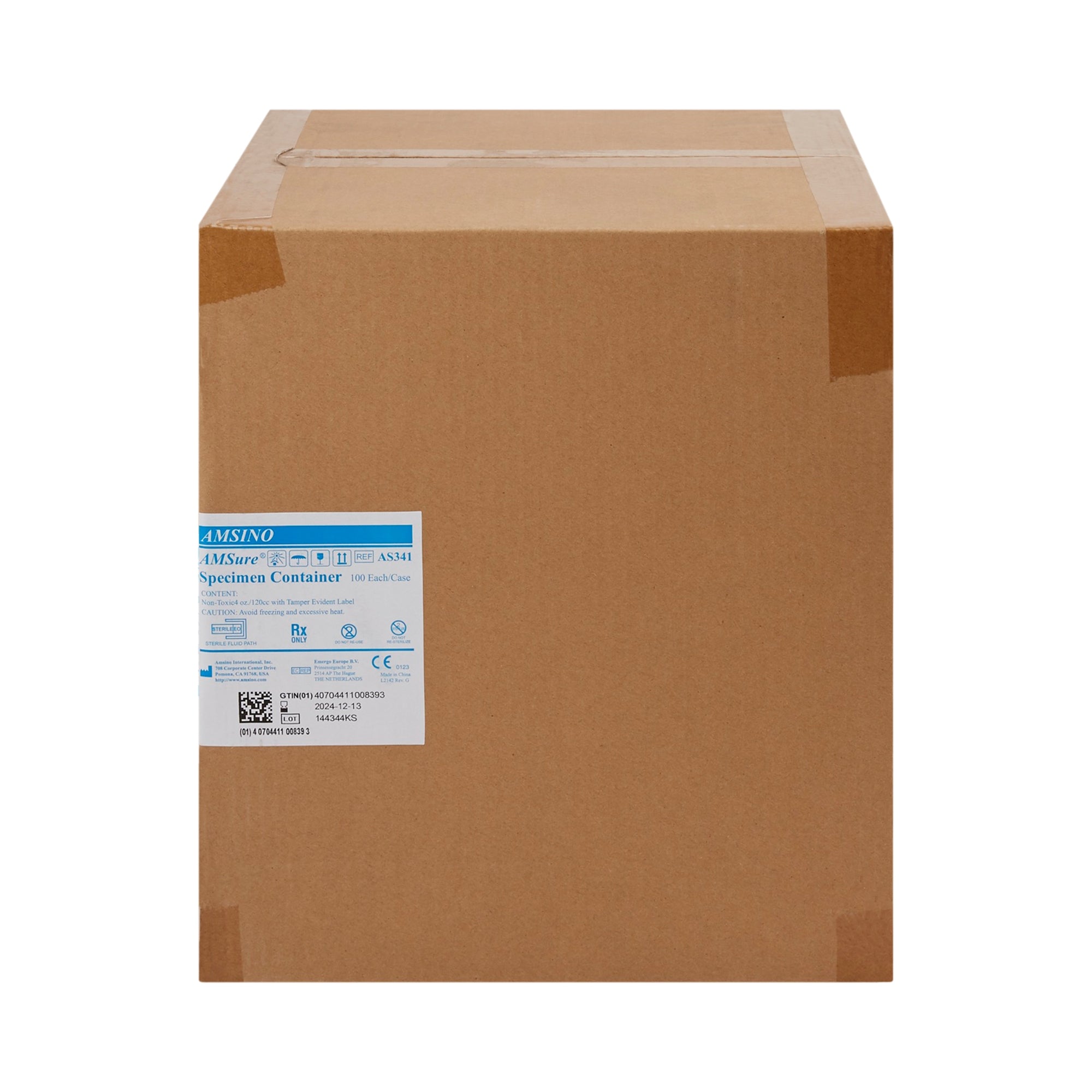 Specimen Container AMSure 120 mL (4 oz.) Screw Cap Patient Information Sterile, Packaging Type- Case