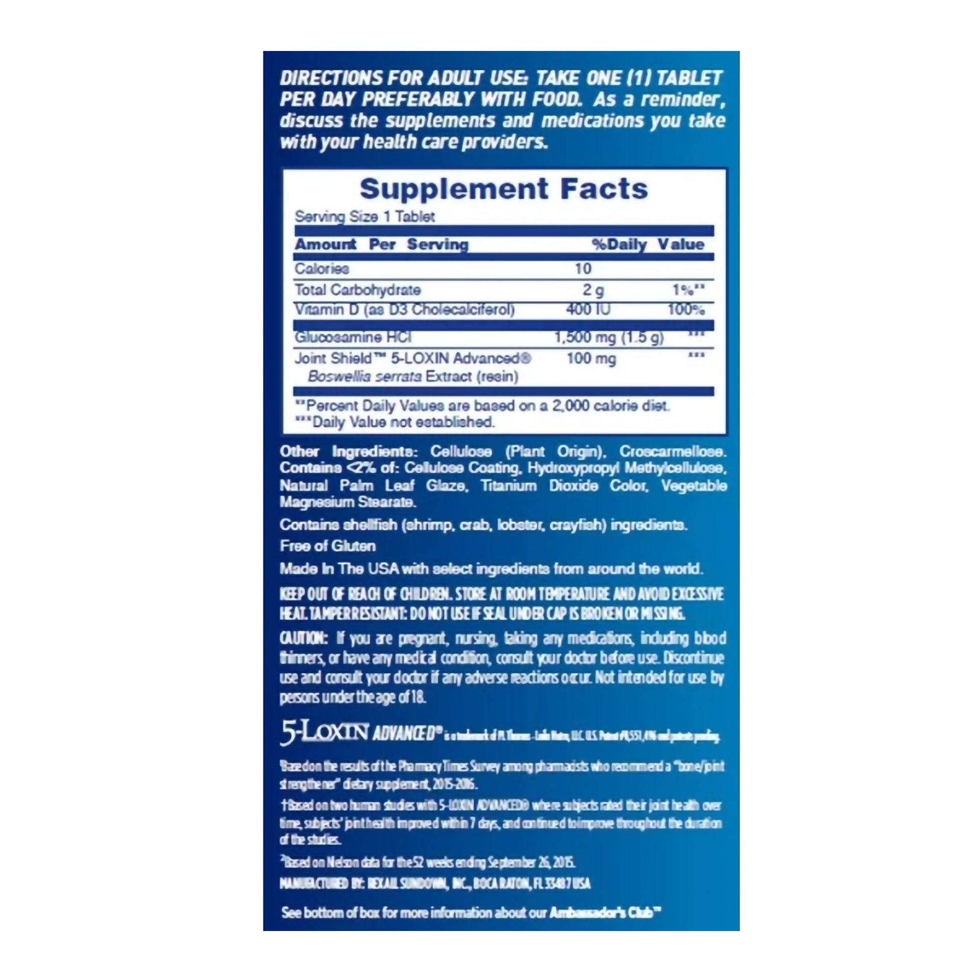 Joint Health Supplement Osteo-Bi-Flex Vitamin D / Glucosamine 400 IU - 1500 mg Strength Caplet 30 per Bottle | (30/Box