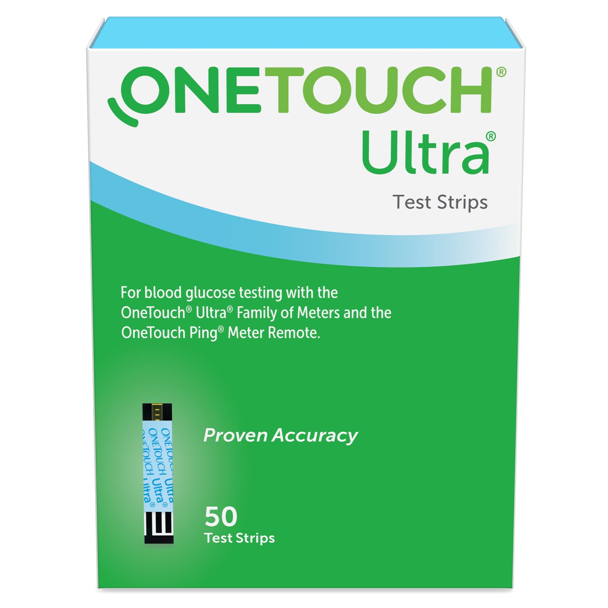 Blood Glucose Test Strips OneTouch Ultra Blue 50 Strips per Pack, Packaging Type- Box