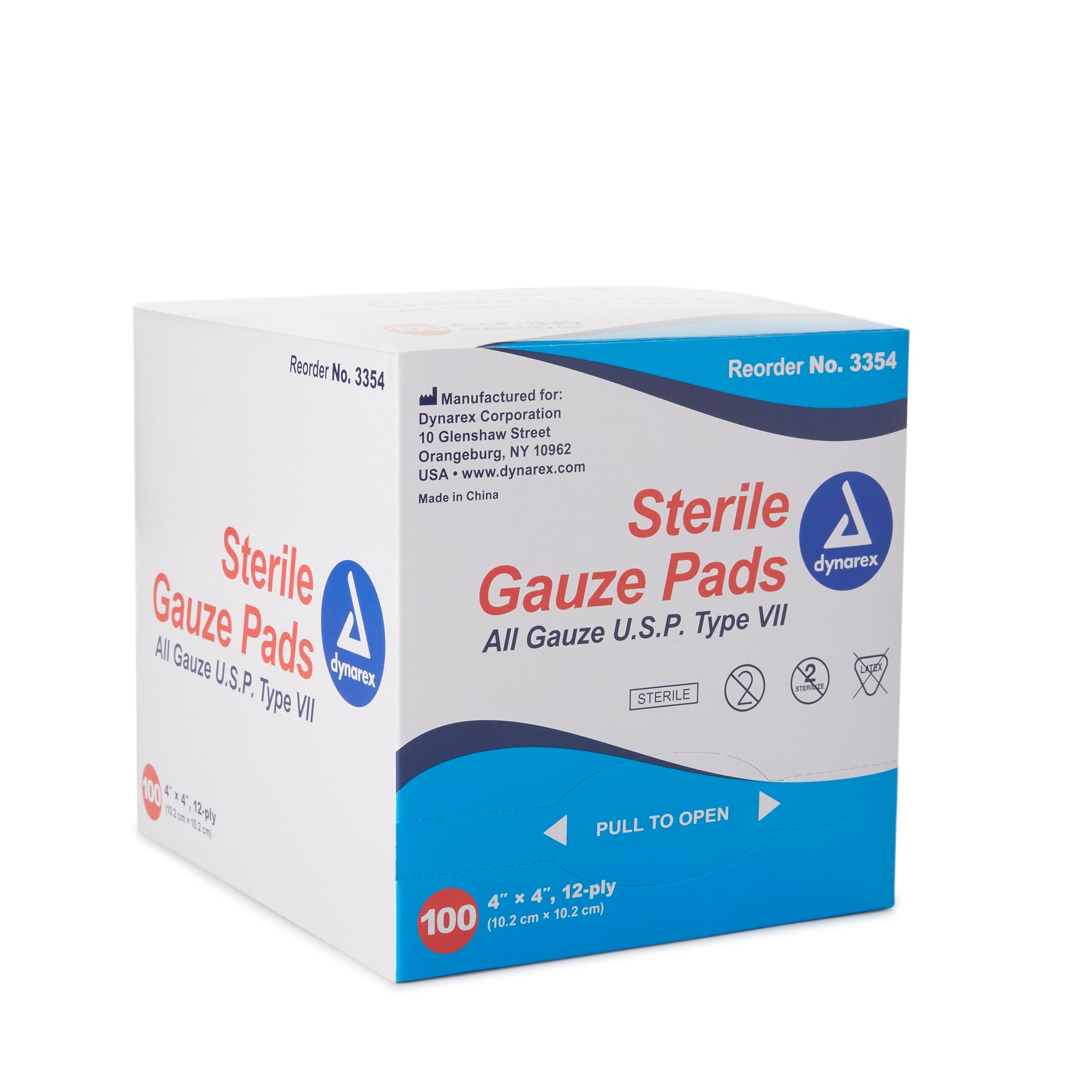 Gauze Sponge Dynarex 4 X 4 Inch 12-Ply Sterile 1 per Pack, Packaging Type- Case