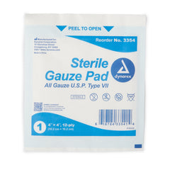 Gauze Sponge Dynarex 4 X 4 Inch 12-Ply Sterile 1 per Pack, Packaging Type- Case