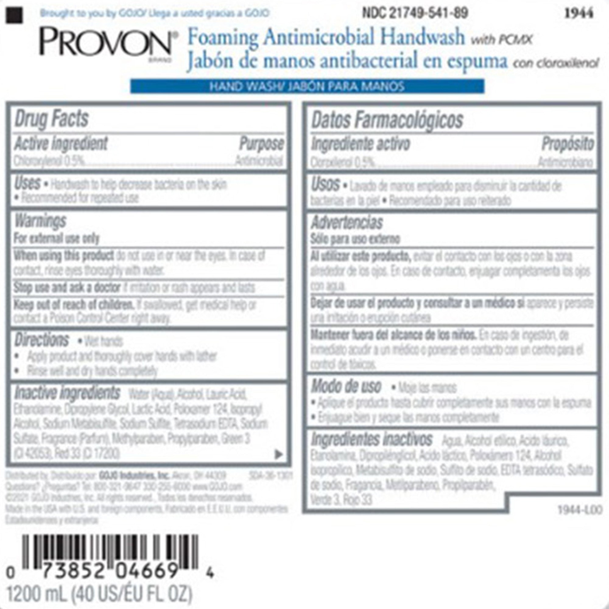 Antimicrobial Soap PROVON Foaming 1,200 mL Dispenser Refill Bottle Floral Scent, Packaging Type- Case