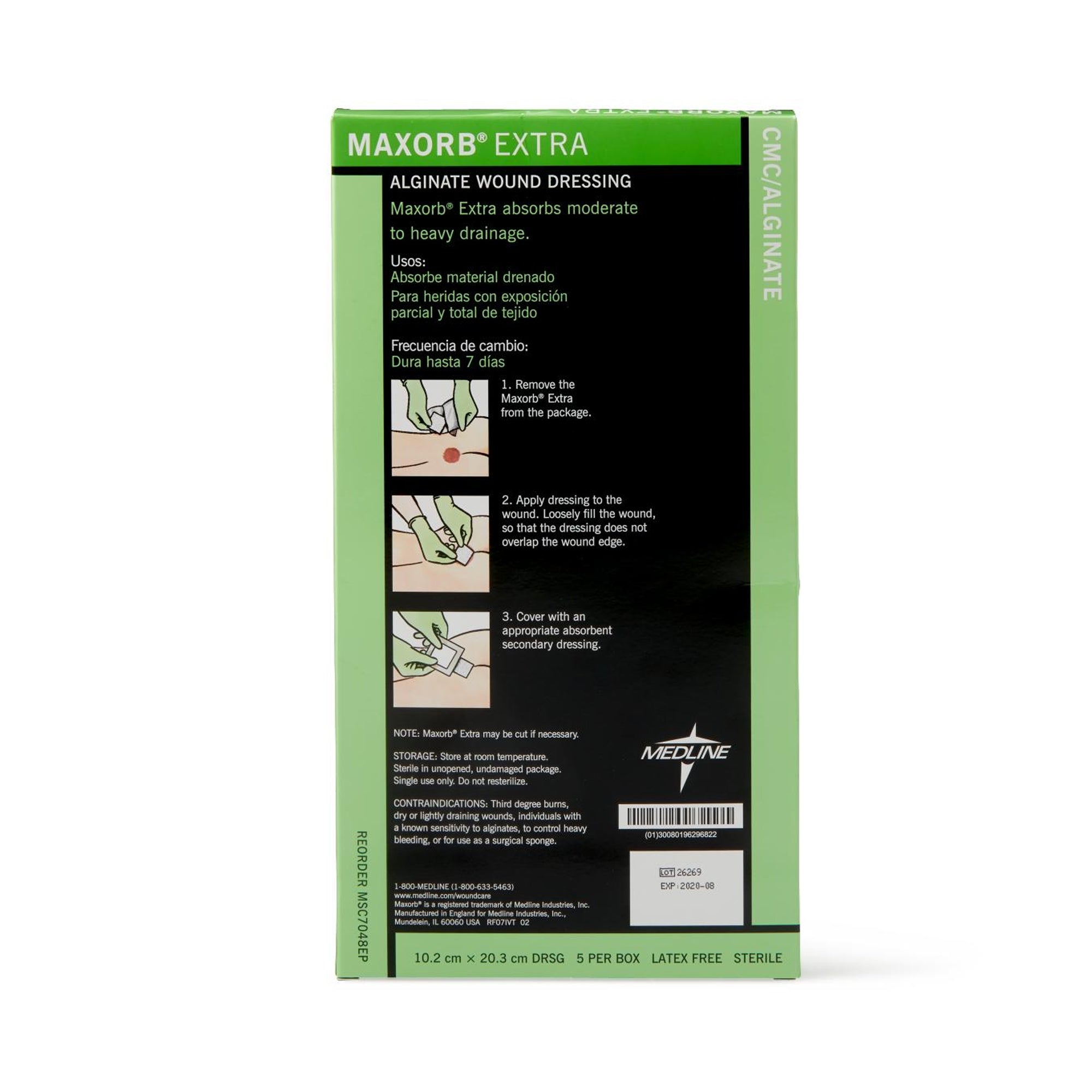 Alginate Dressing Maxorb Extra 4 X 8 Inch Rectangle, Packaging Type- Box