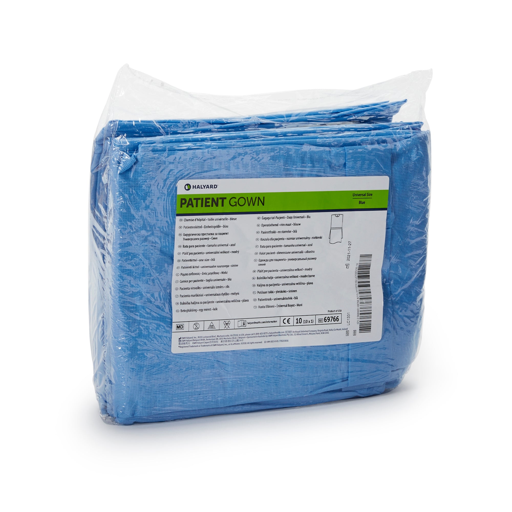 Patient Exam Gown Halyard One Size Fits Most Blue Disposable, Packaging Type- Box