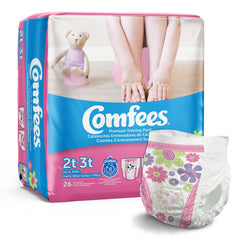 Female Toddler Training Pants Comfees Pull On with Tear Away Seams Size 2T to 3T Disposable Moderate Absorbency | 6BG/Case