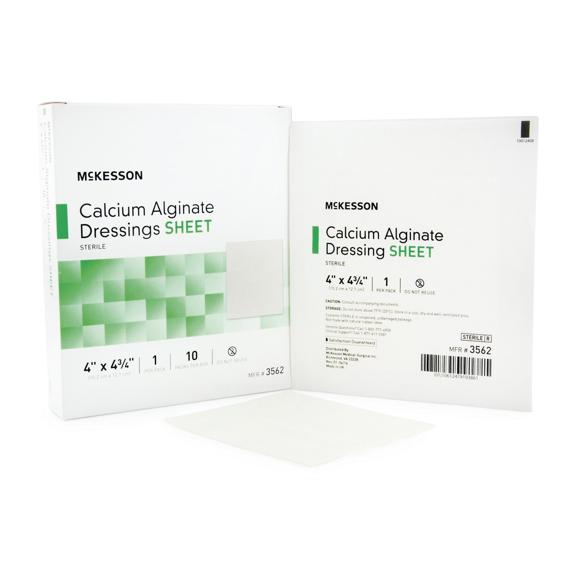 Alginate Dressing McKesson 4 X 4 3/4 Inch Rectangle