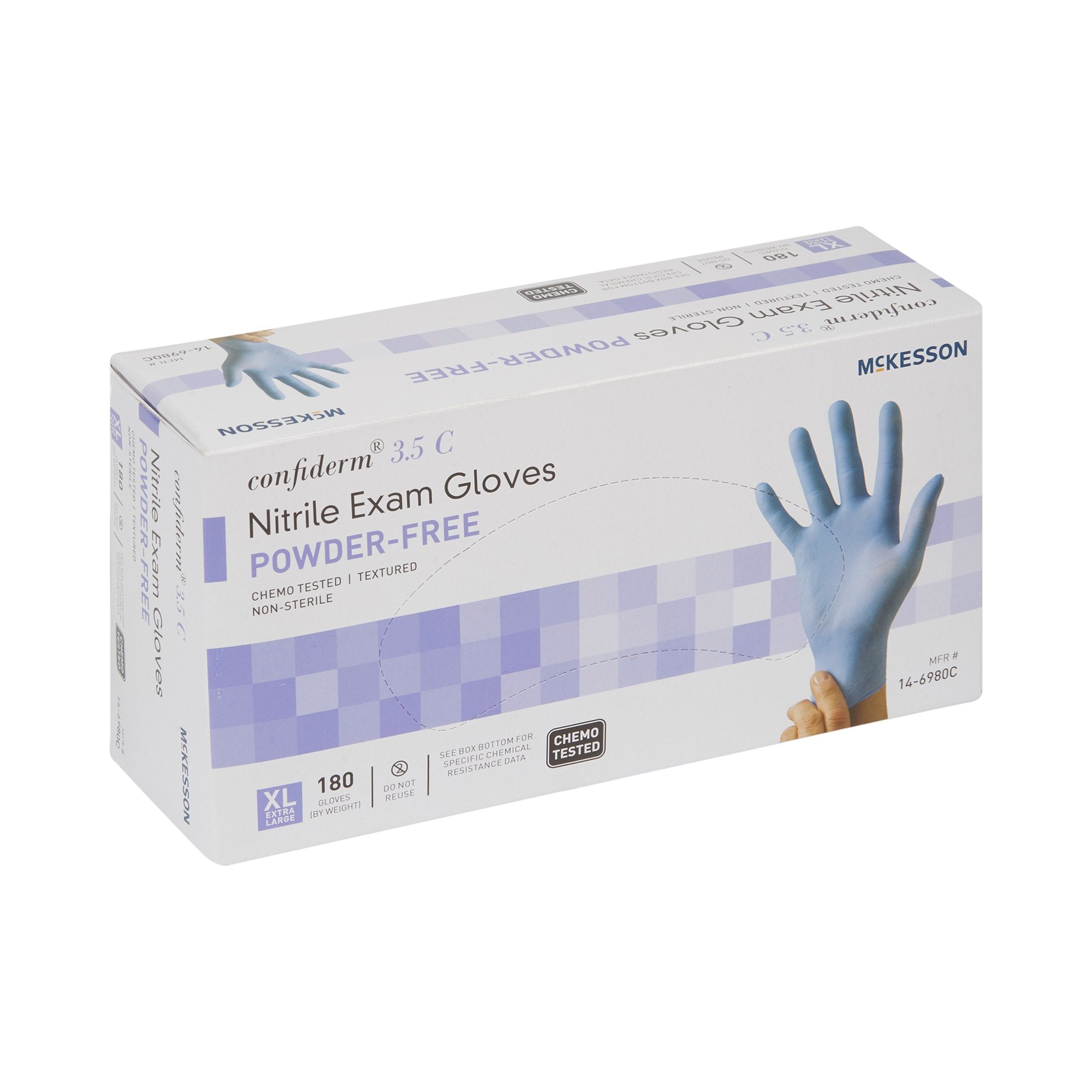 mckesson confiderm 3 5c nitrile exam glove extra large blue mckesson confiderm 3 5c exam glove mk767197bx