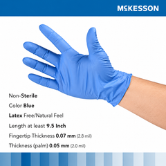 Exam Glove McKesson Confiderm 3.5C X-Large NonSterile Nitrile Standard Cuff Length Textured Fingertips Blue Chemo Tested,Packaging Type- Box