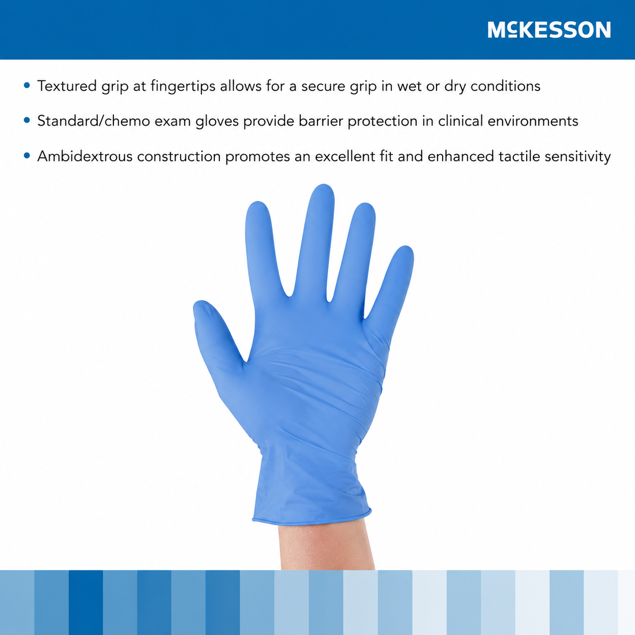 Exam Glove McKesson Confiderm 3.5C X-Large NonSterile Nitrile Standard Cuff Length Textured Fingertips Blue Chemo Tested,Packaging Type- Box