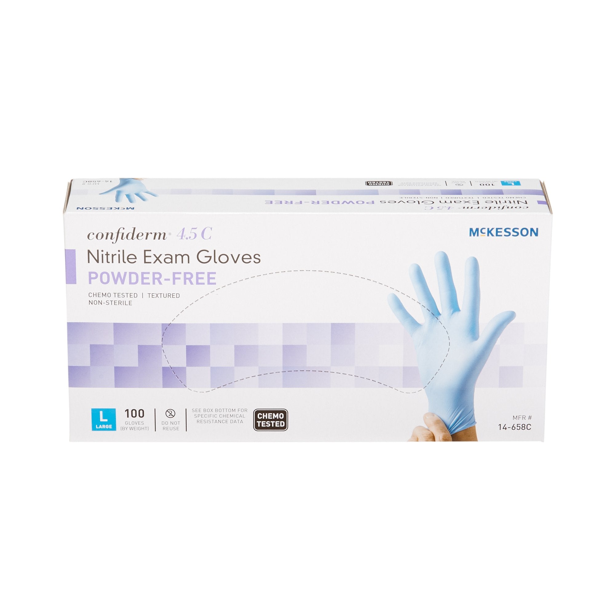 mckesson confiderm 4 5c nitrile exam glove large blue mckesson confiderm 4 5c exam glove mk921604bx