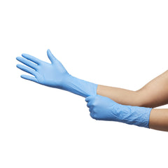 mckesson confiderm 6 5cx nitrile extended cuff length exam glove large blue mckesson confiderm 6 5cx exam glove mk921608bx