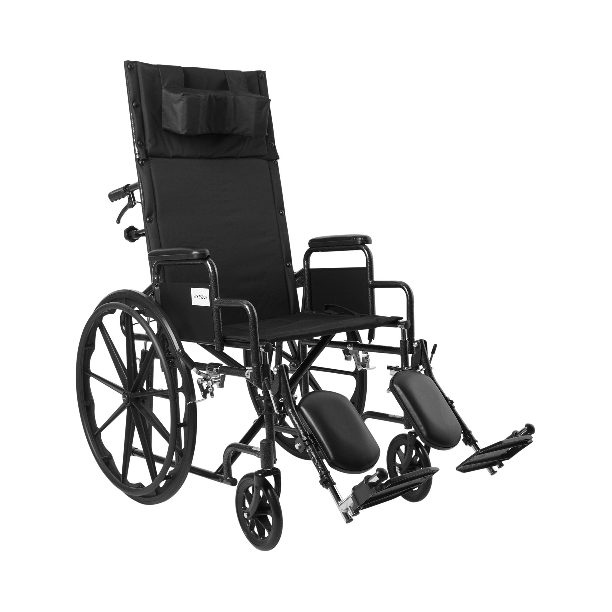 Reclining Wheelchair McKesson Desk Length Arm Swing Away Elevating Legrest Black Upholstery 20 Inch Seat Width Adult 350 lbs. Weight Capacity