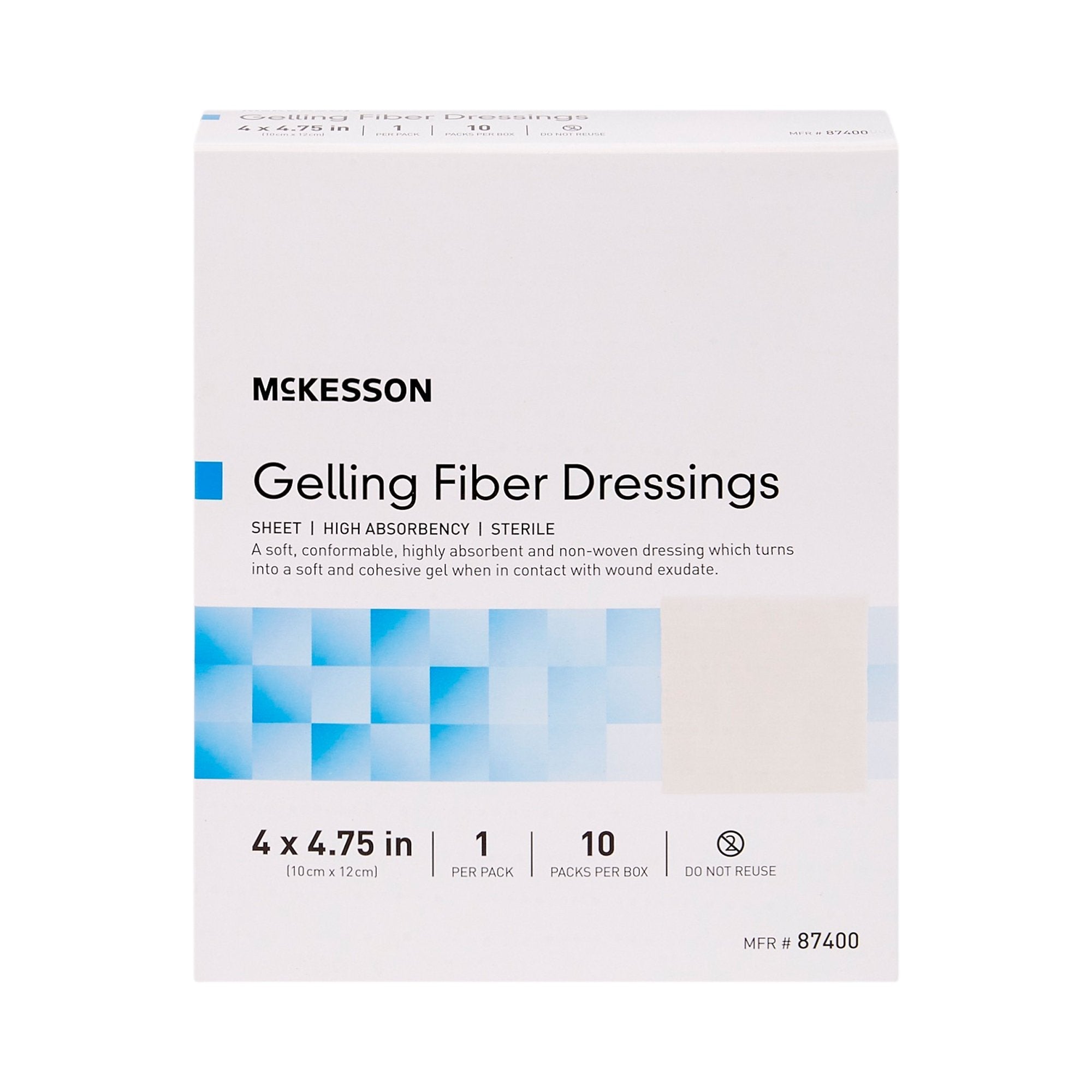 Gelling Fiber Wound Dressing McKesson 4 X 4 3/4 Inch Rectangle Sterile