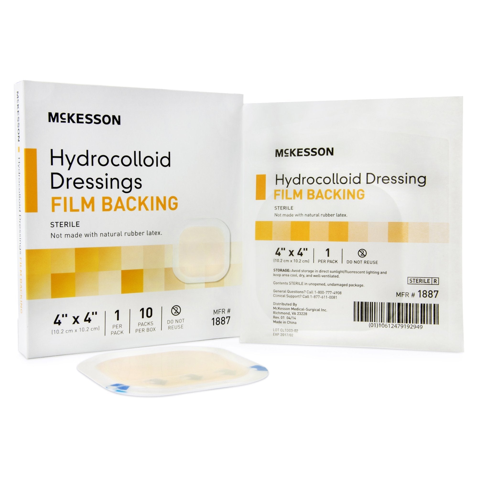 mckesson hydrocolloid dressing 4 x 4 inch mckesson hydrocolloid dressing mk882992bx