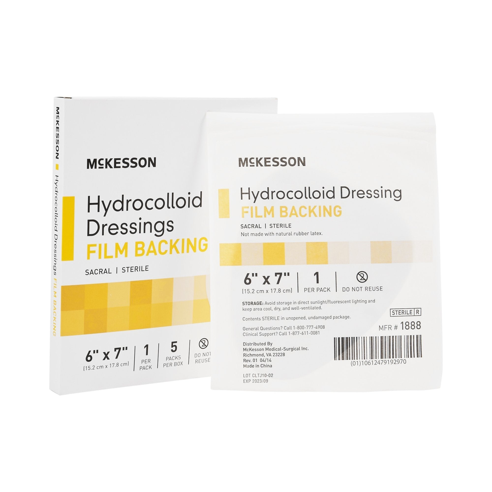Hydrocolloid Dressing McKesson Waterproof Film Backing 6 X 7 Inch Sacral Hydrocolloid / Film