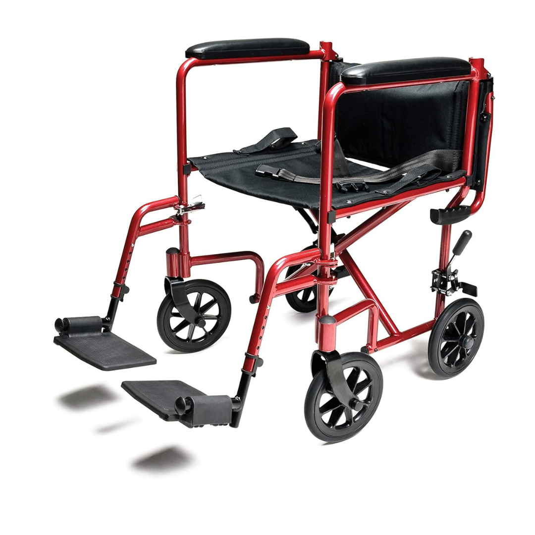mckesson lightweight aluminum transport chair for easy use red