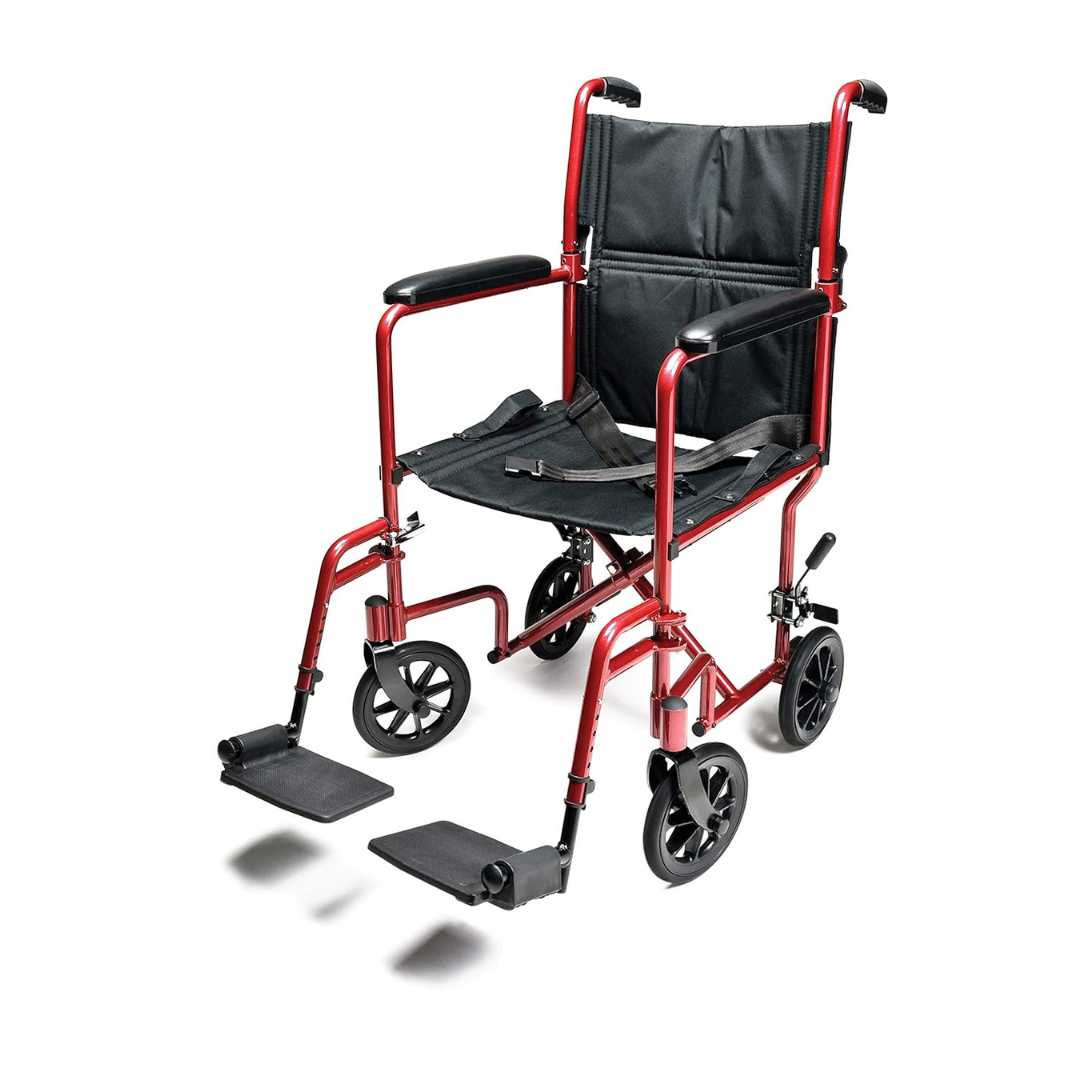 mckesson lightweight aluminum transport chair for easy use red