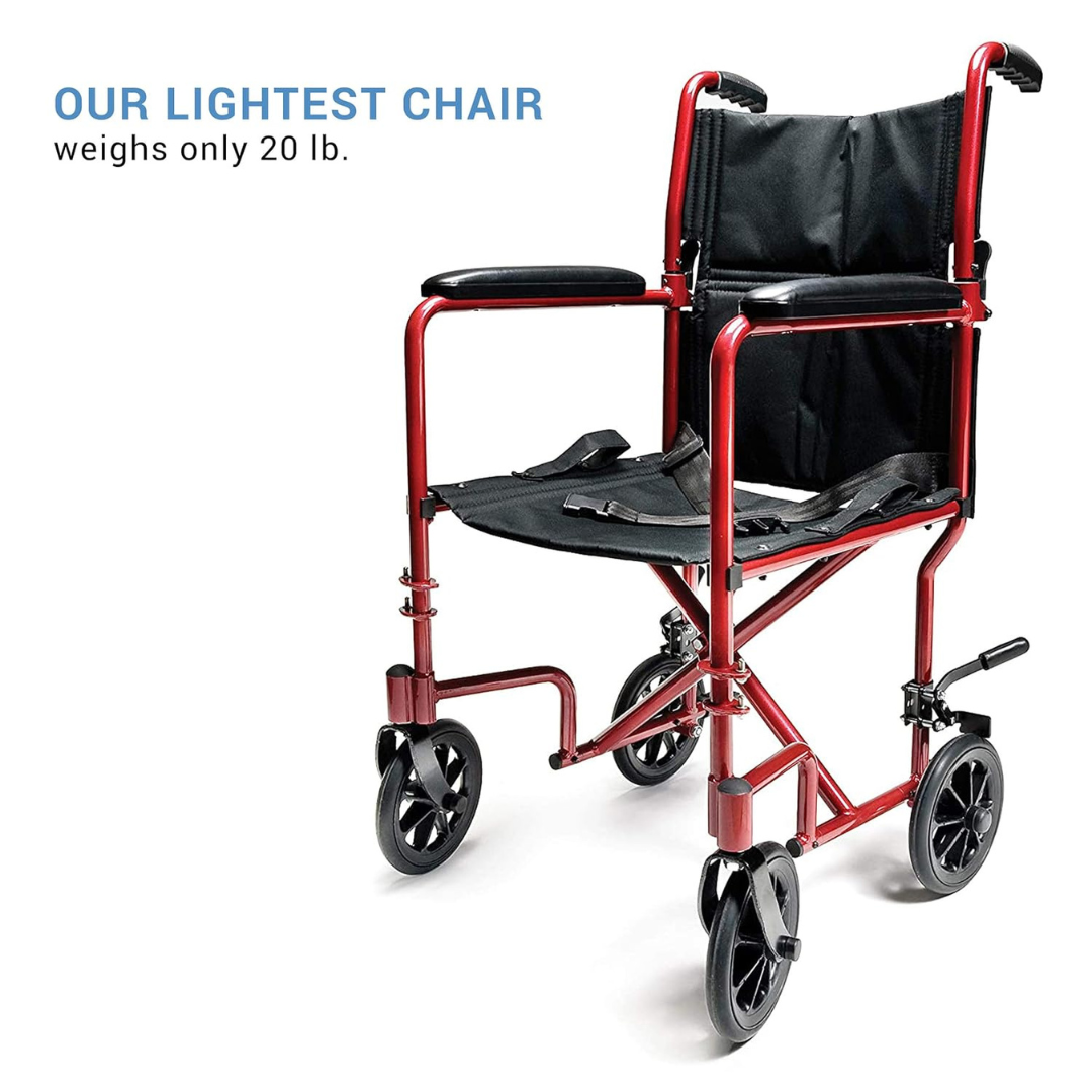 mckesson lightweight aluminum transport chair for easy use red