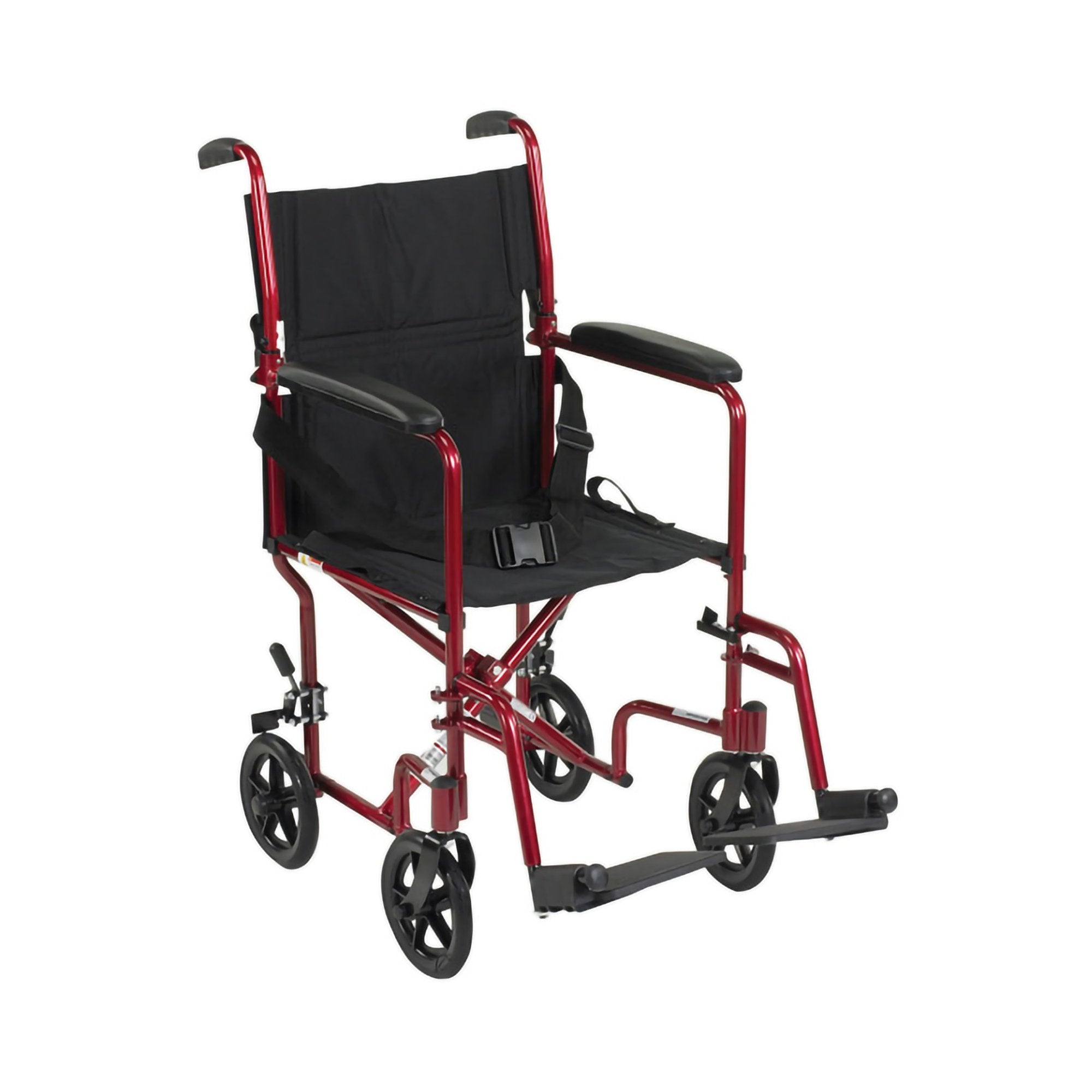 Transport Chair McKesson 19 Inch Seat Width Full Length Arm Swing Away Footrest Aluminum Frame with Red Finish