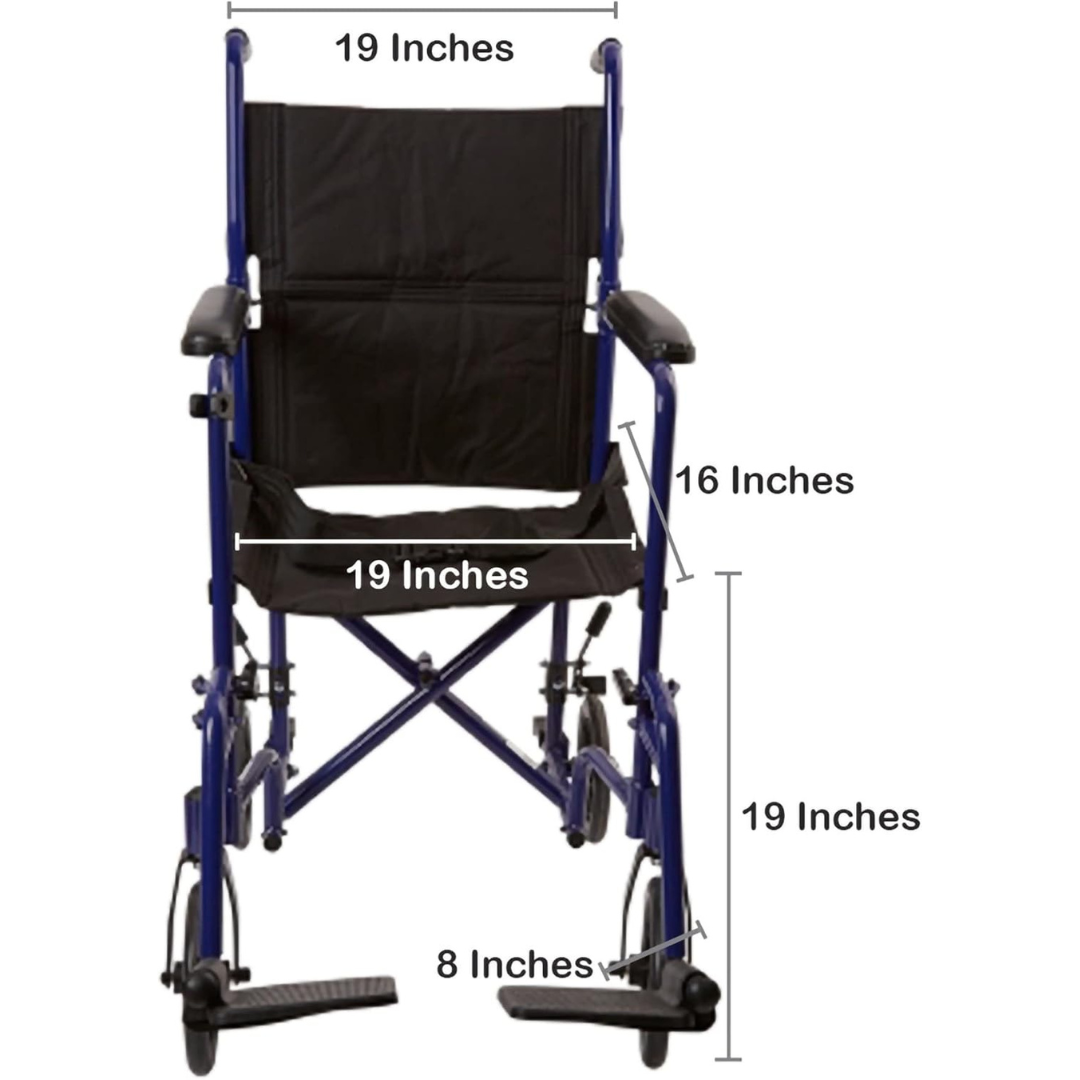 mckesson lightweight transport chair with blue aluminum frame