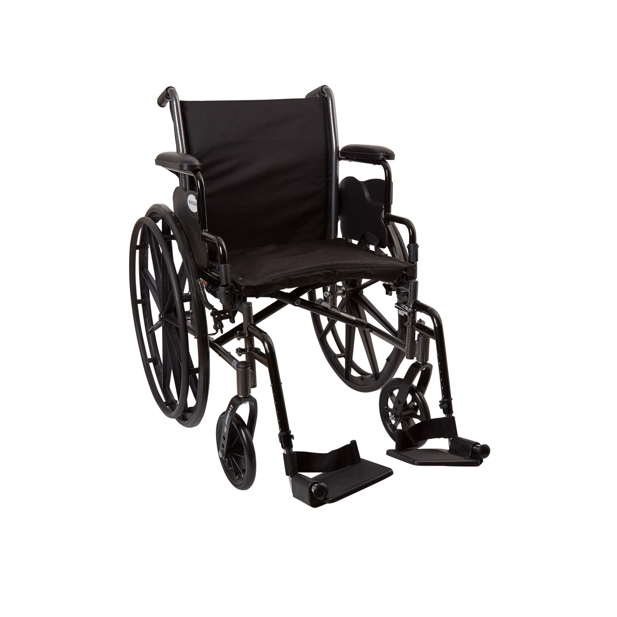 Lightweight Wheelchair McKesson Dual Axle Desk Length Arm Swing Away Footrest Black Upholstery 18 Inch Seat Width Adult 300 lbs. Weight Capacity