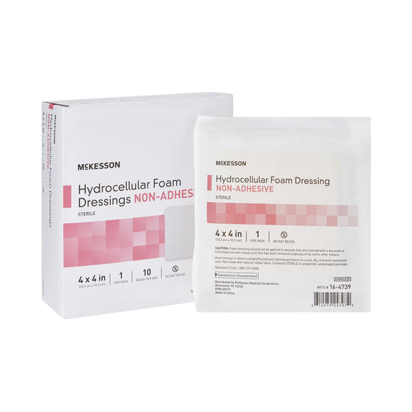 Foam Dressing McKesson 4 X 4 Inch Without Border Film Backing Nonadhesive Square Sterile