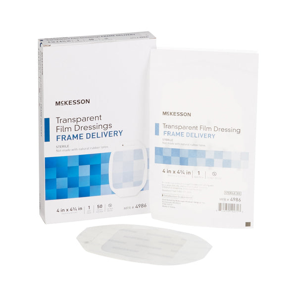 Transparent Film Dressing McKesson 4 X 4 3/4 Inch Frame Style Delivery Octagon Sterile