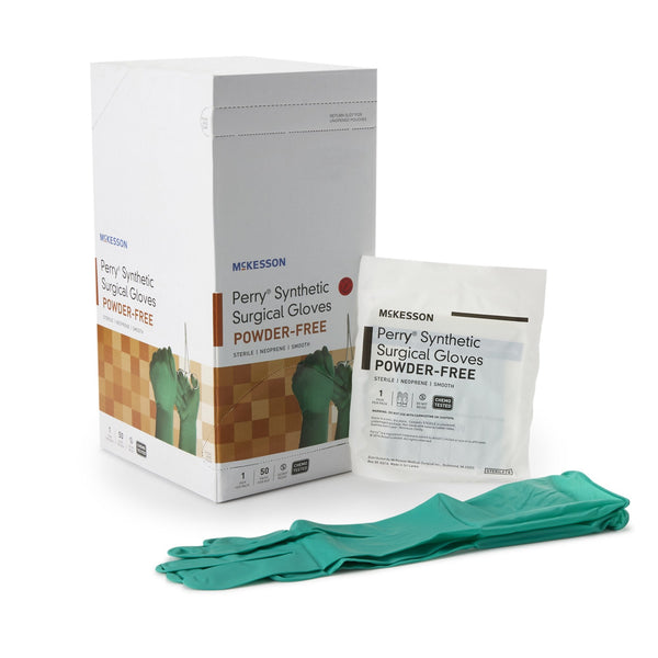 Surgical Glove McKesson Perry Performance Plus Size 7 Sterile Polychloroprene Standard Cuff Length Smooth Dark Green Chemo Tested