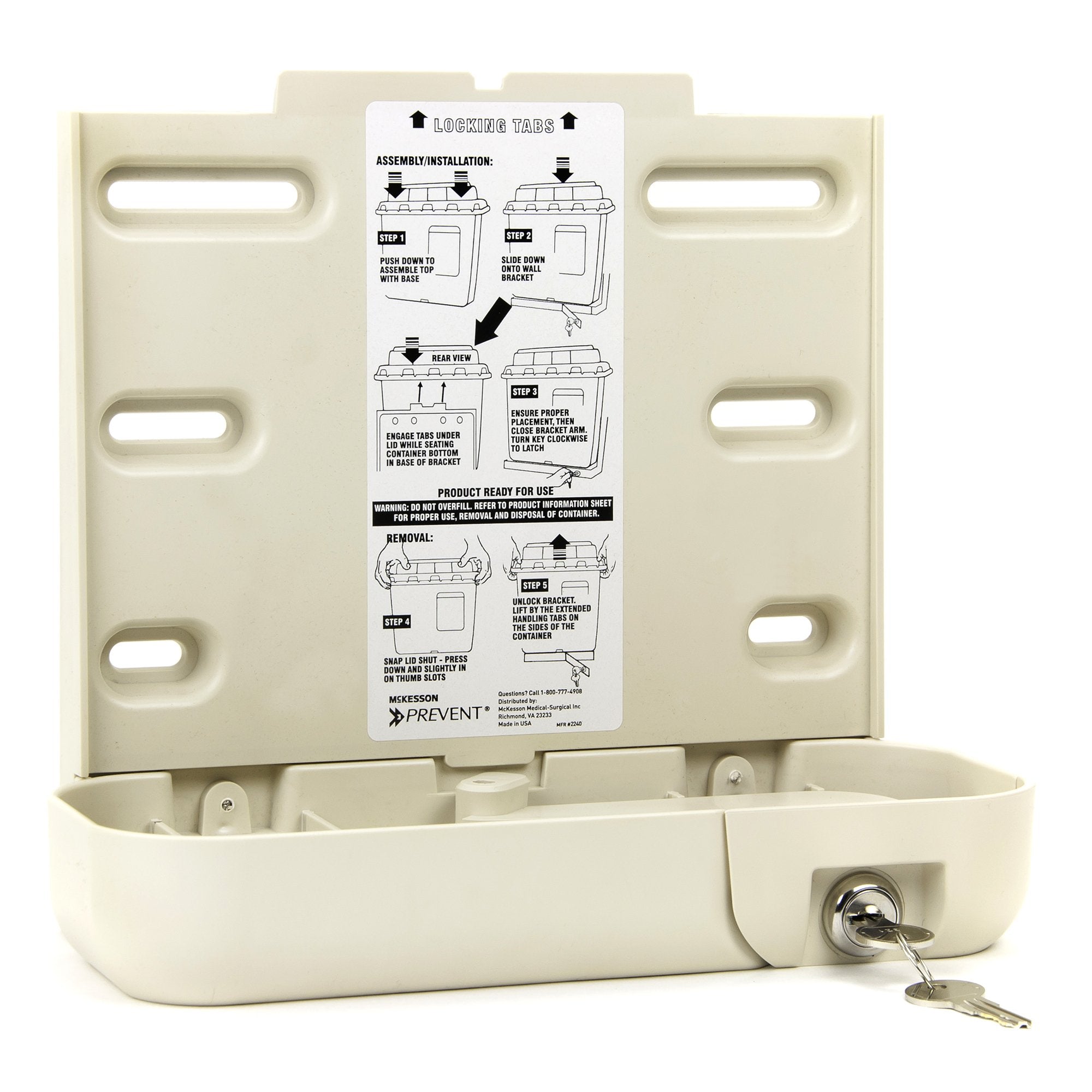 Sharps Container Bracket McKesson Prevent Plastic Wall Mount Locking