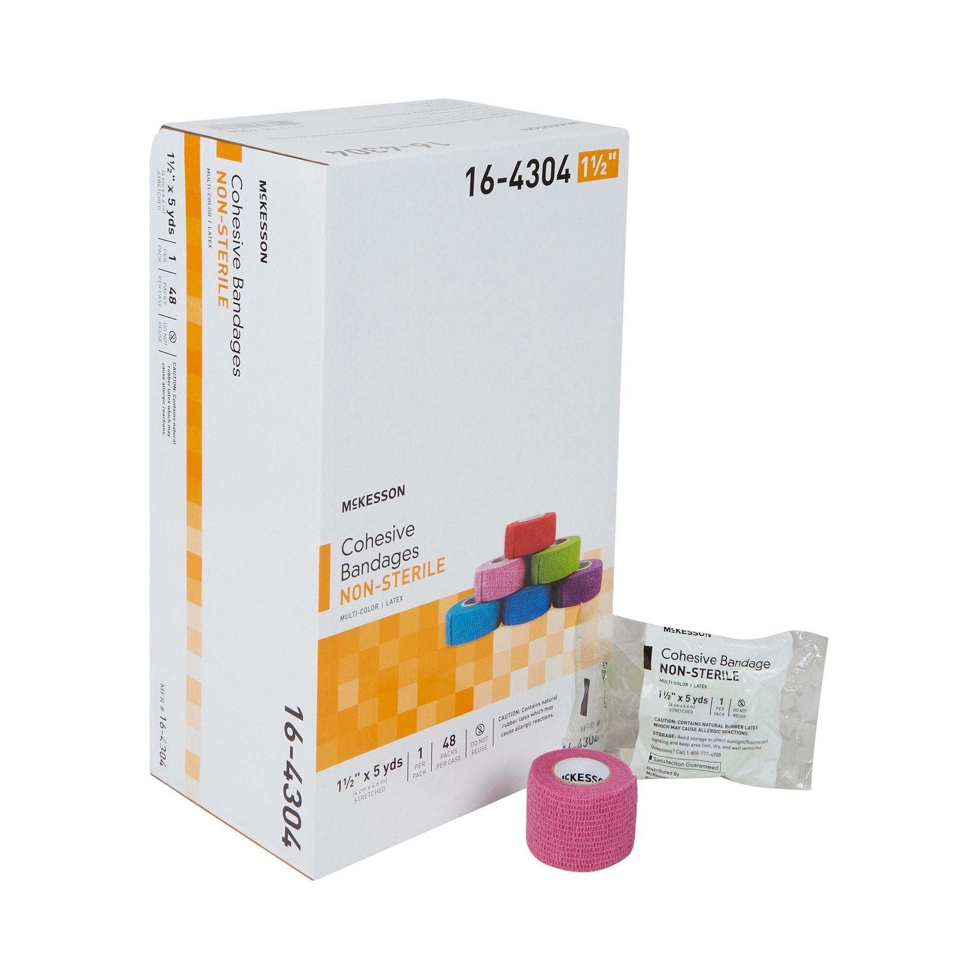 Cohesive Bandage McKesson 1 1/2 Inch X 5 Yard Self adherent Closure Purple / Pink / Green / Light Blue / Royal Blue / Red NonSterile Standard Compression