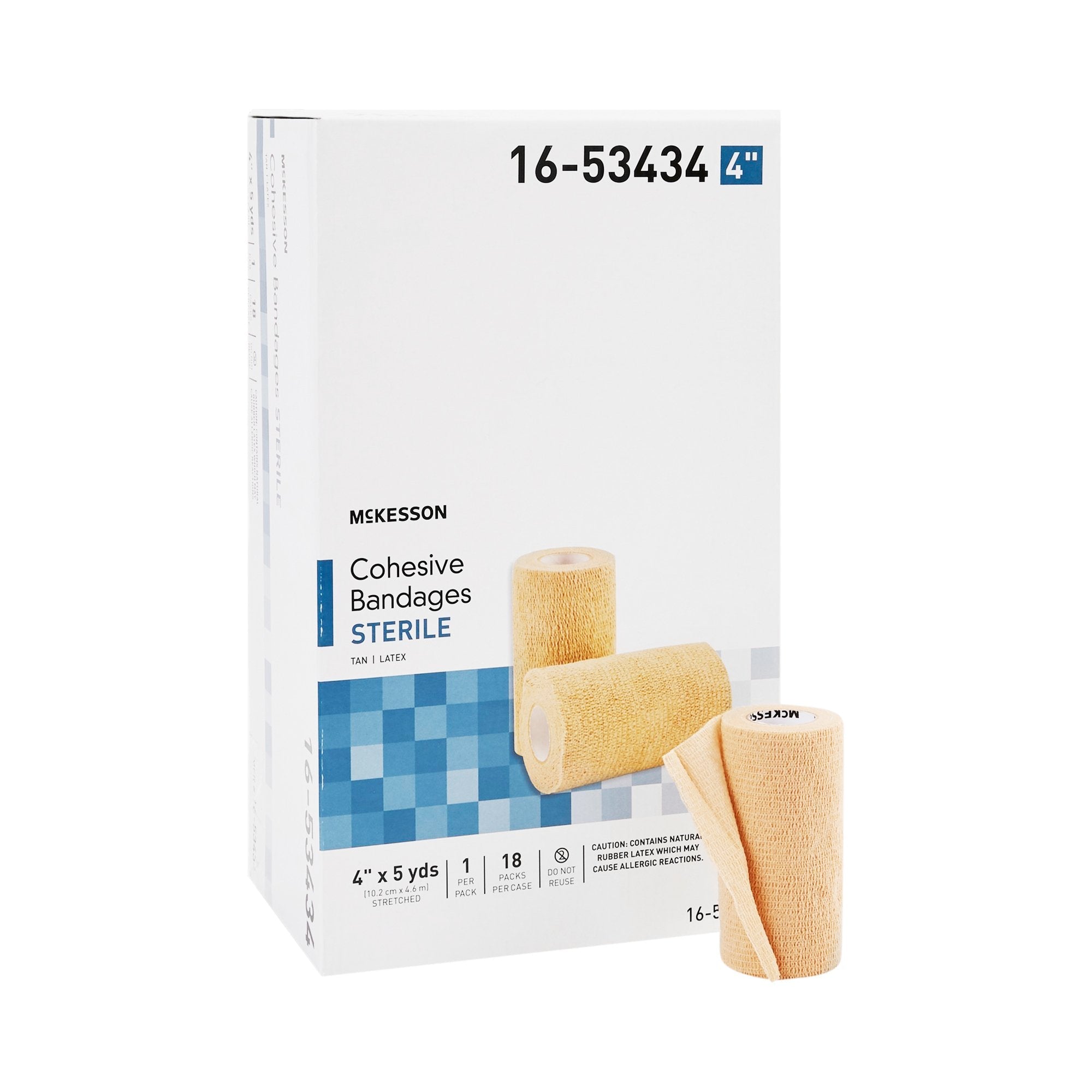 Cohesive Bandage McKesson 4 Inch X 5 Yard Self Adherent Closure Tan Sterile Standard Compression