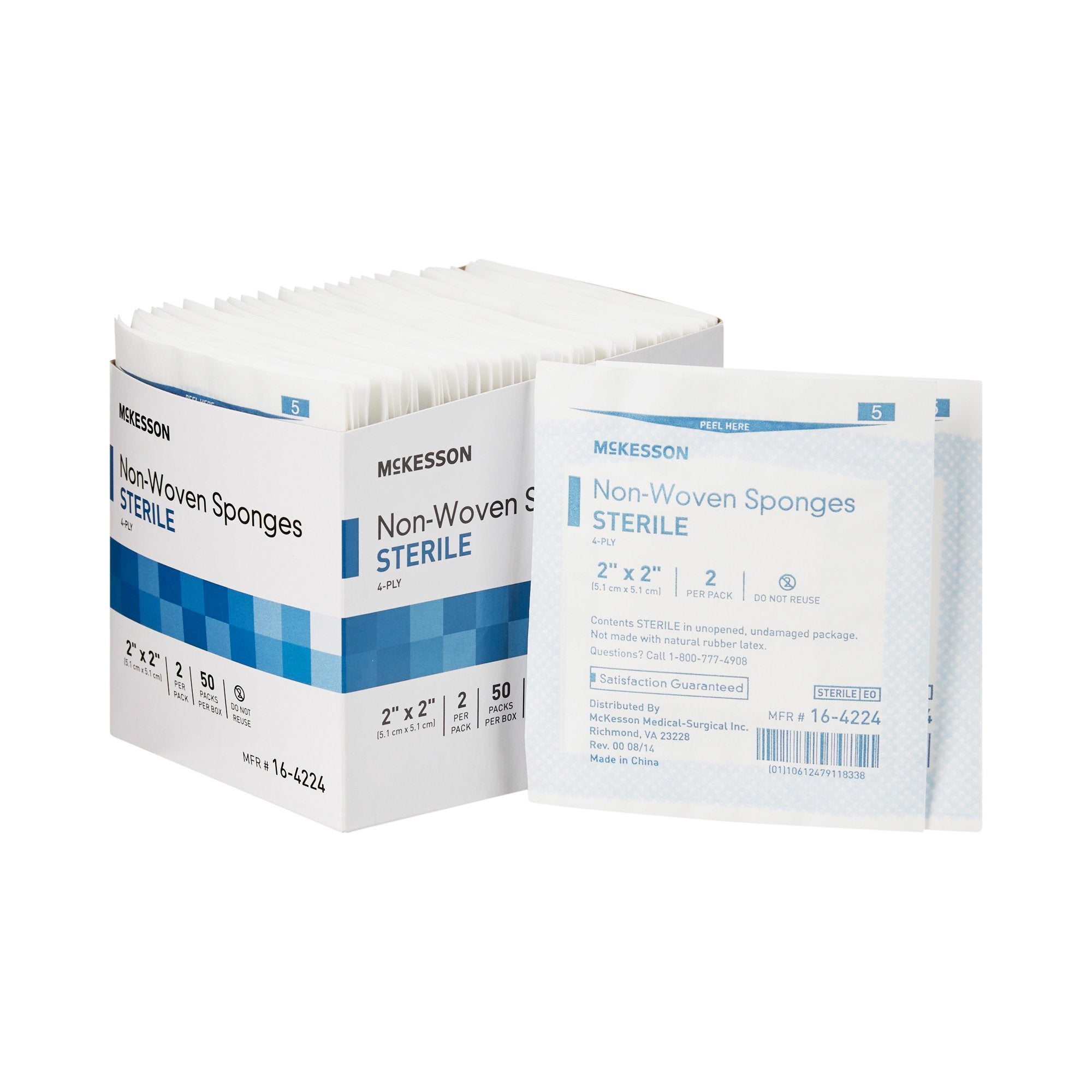 Nonwoven Sponge McKesson 2 X 2 Inch 4 Ply Sterile 2 per Pack