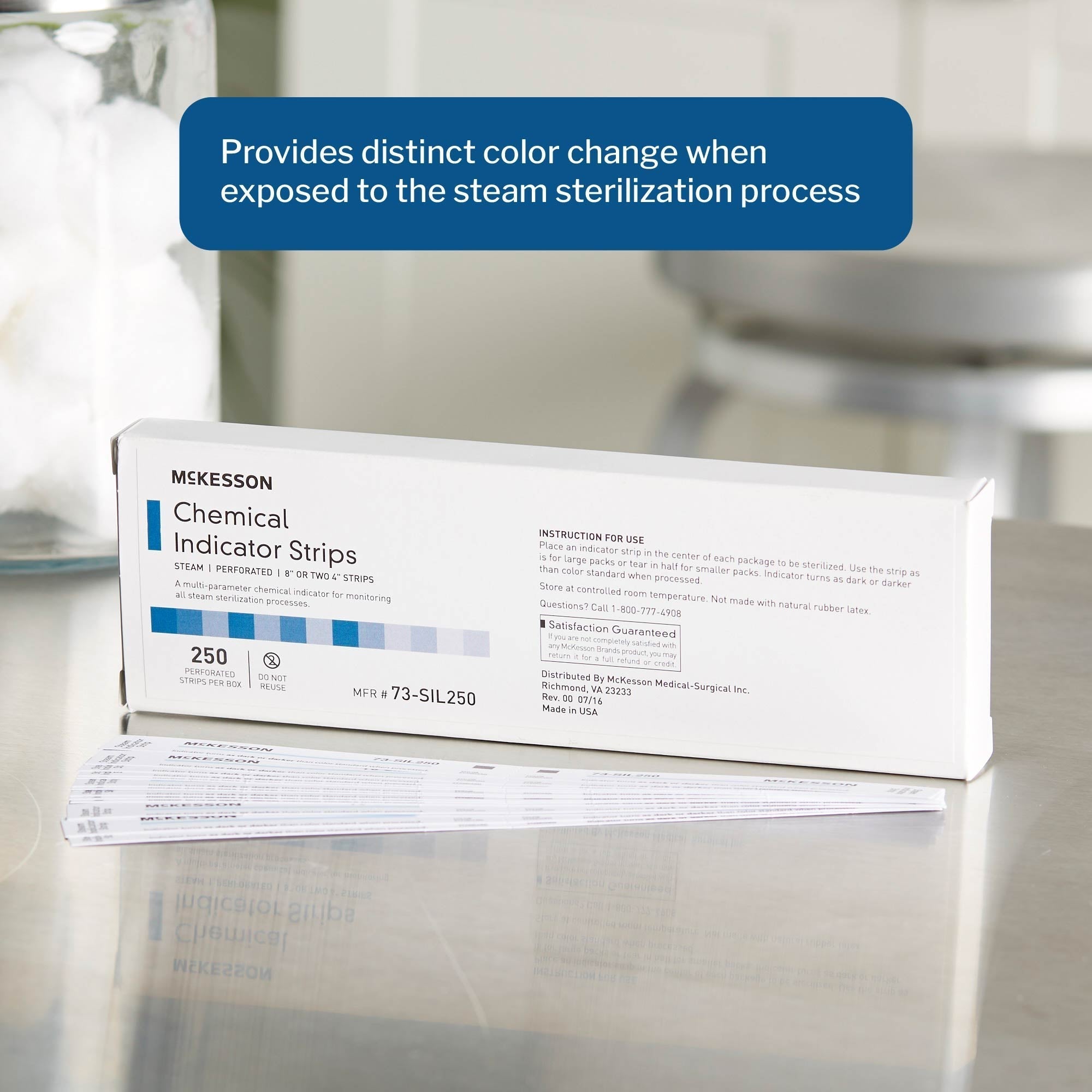 mckesson sterilization chemical indicator strip steam 8 inch packaging type box