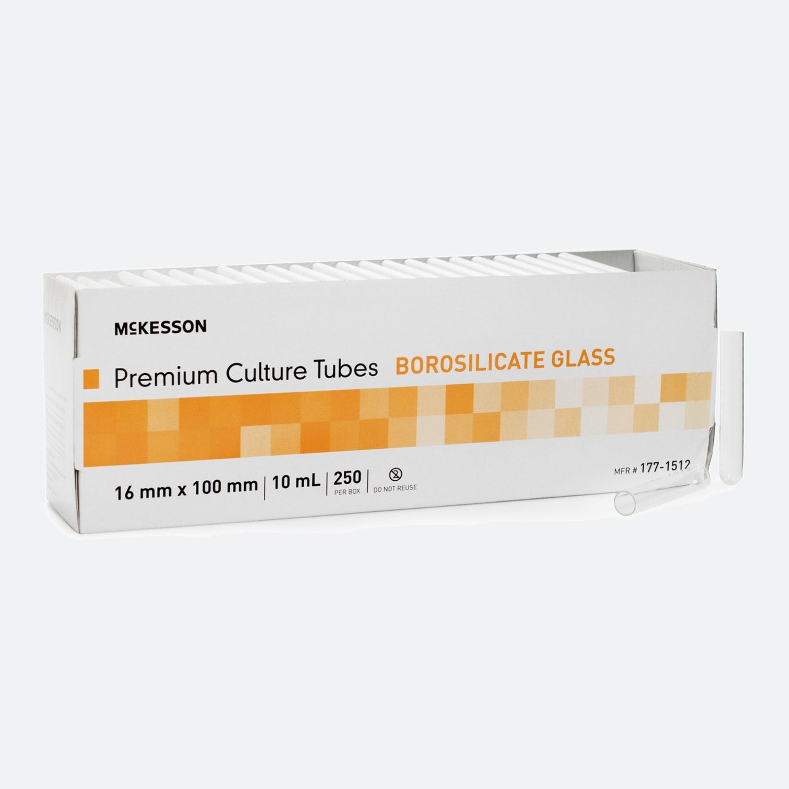 McKesson Test Tube Plain 10 mL Without Closure Glass Tube