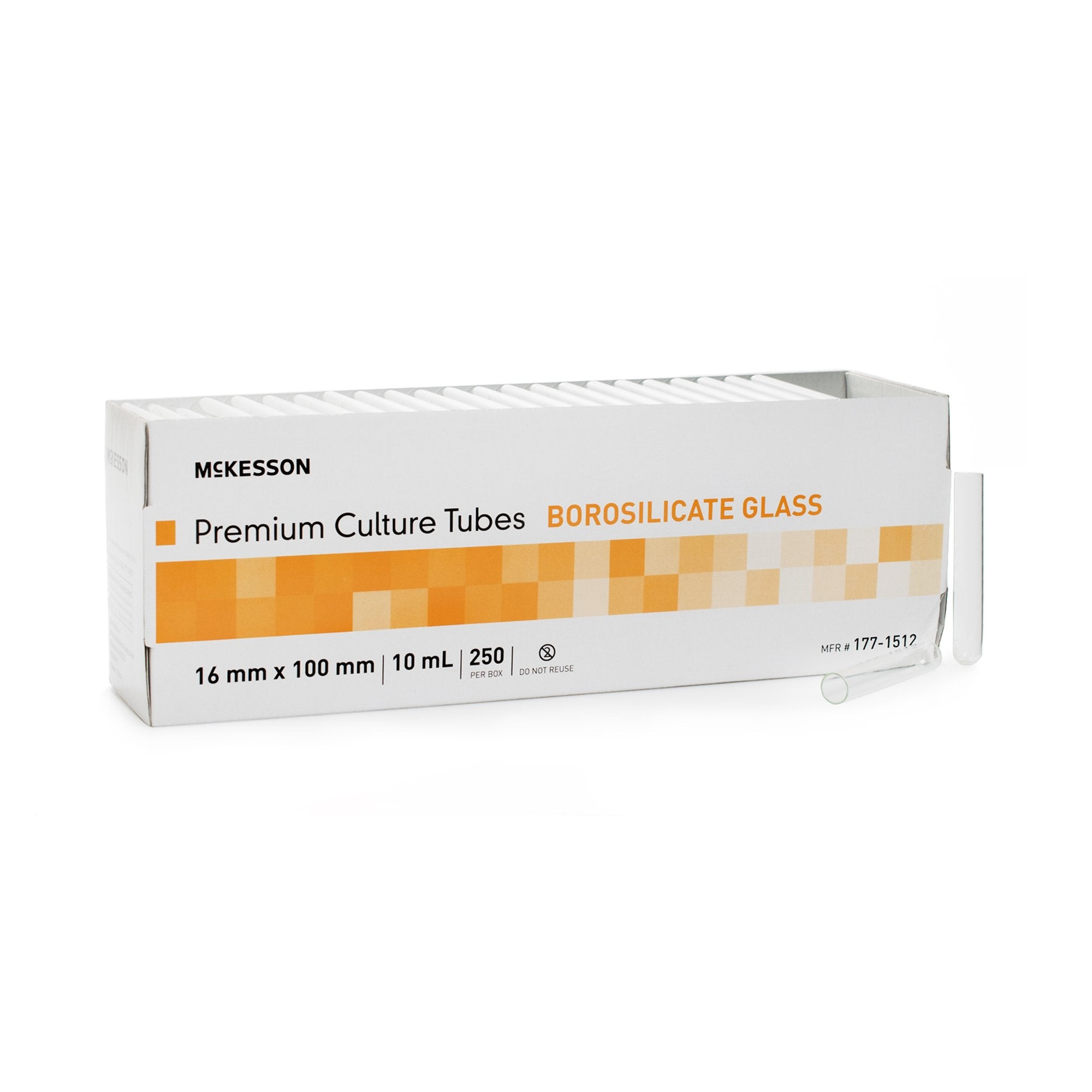McKesson Test Tube Plain 10 mL Without Closure Glass Tube