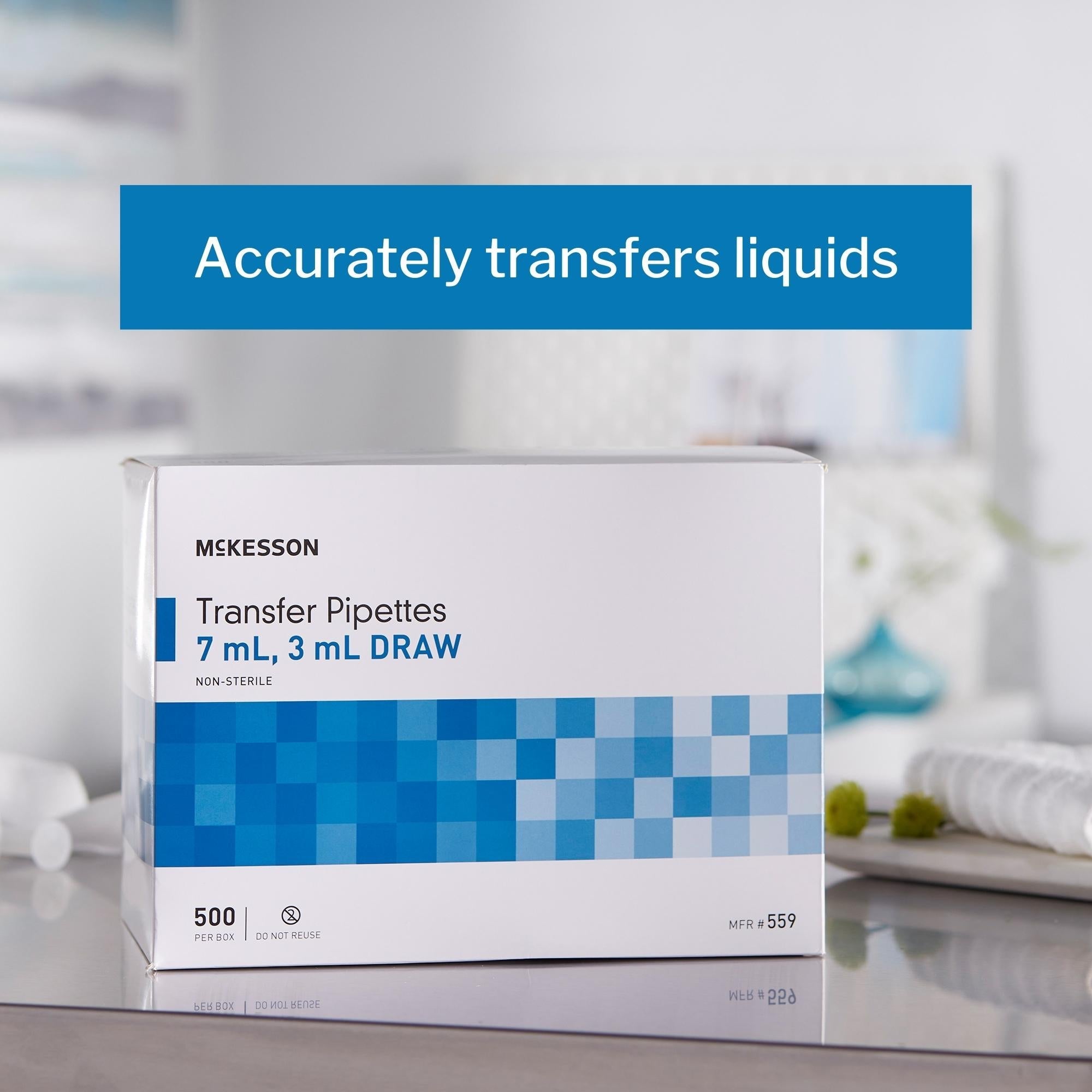 mckesson transfer pipette 7 5 ml 0 5 to 3 ml graduation increments nonsterile packaging type box