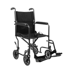 McKesson transport wheelchair with all-terrain wheels and foldable frame front view