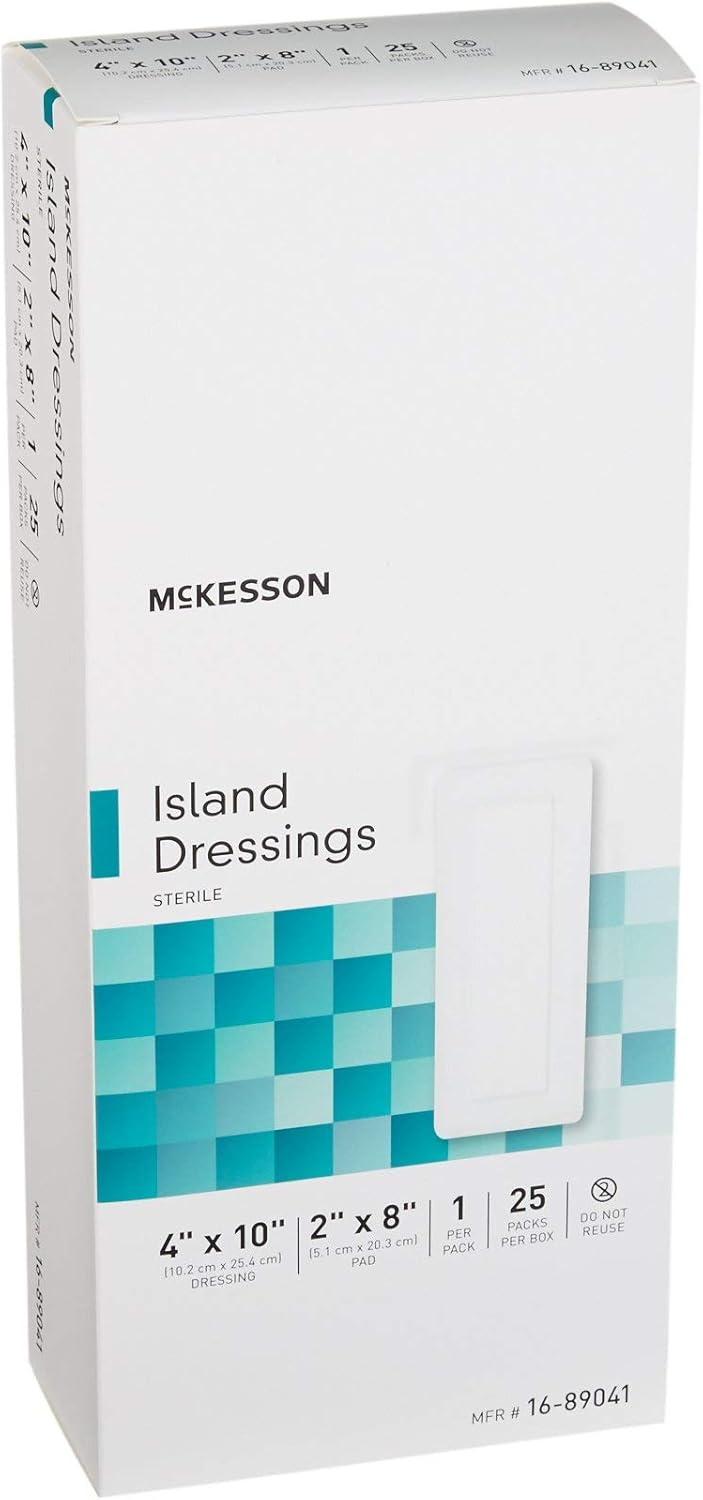 mckesson white adhesive dressing 4 x 10 inch mckesson island dressing mk488925bx
