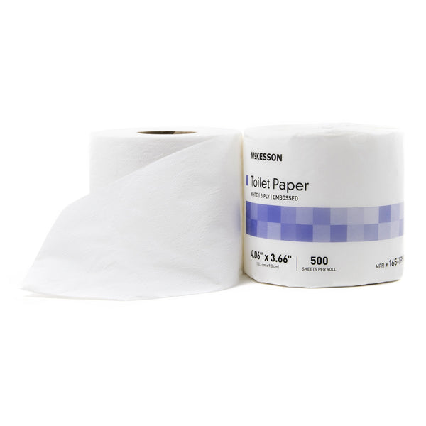 Toilet Tissue McKesson White 2 Ply Standard Size Cored Roll 500 Sheets 3 3/5 X 4 Inch